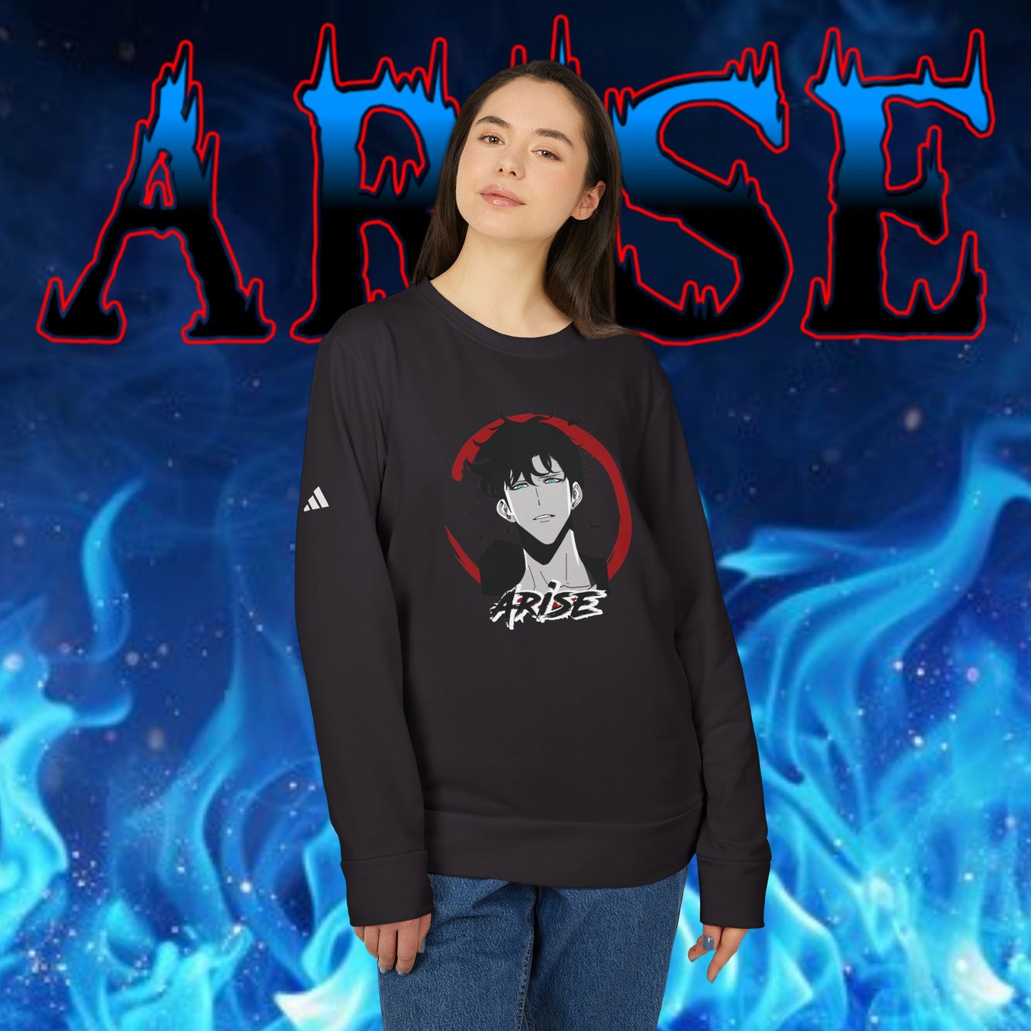 OMNI™ Solo Leveling Sung Jin-Woo Arise III Adidas Unisex Fleece Crewneck Sweatshirt