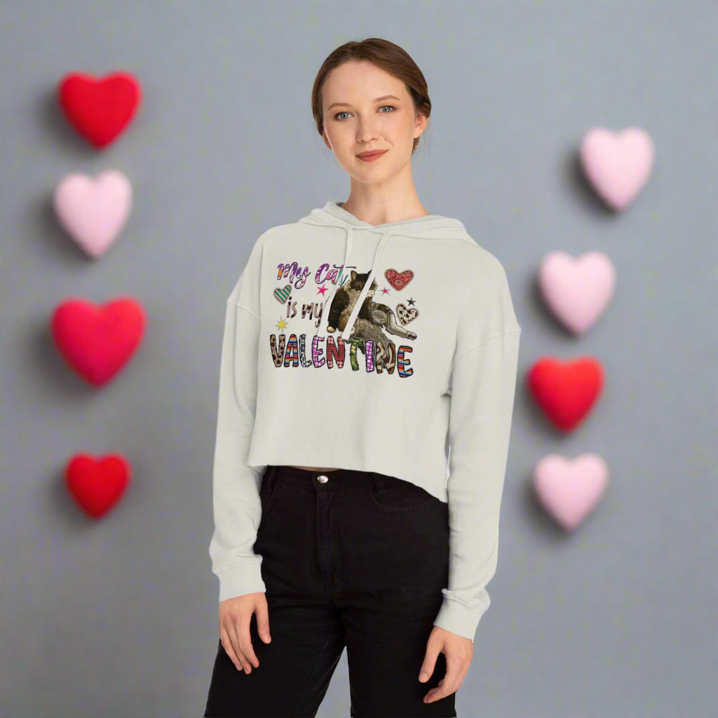 OMNI™ My Cat Is My Valentine Women’s Cropped Hoodie