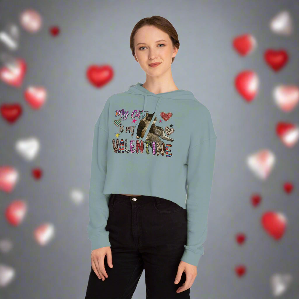 OMNI™ My Cat Is My Valentine Women’s Cropped Hoodie