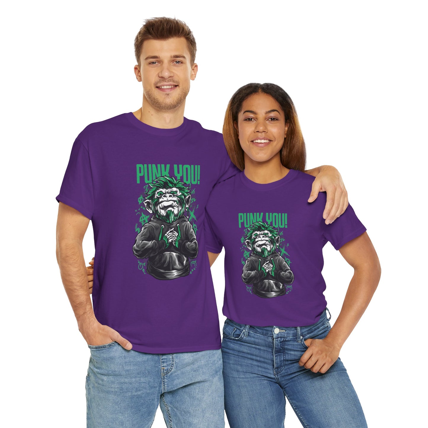 Punk Hipster Monkey Unisex Heavy Cotton T-Shirt