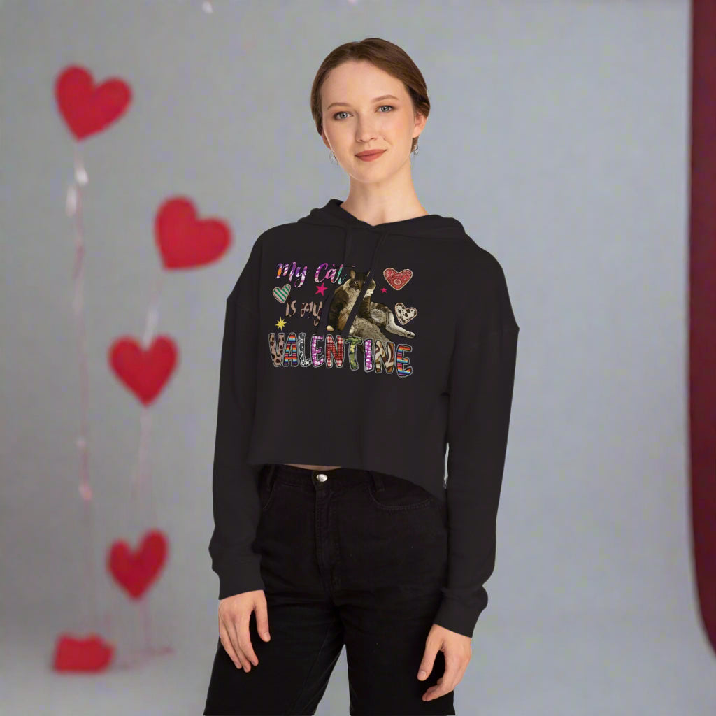 OMNI™ My Cat Is My Valentine Women’s Cropped Hoodie