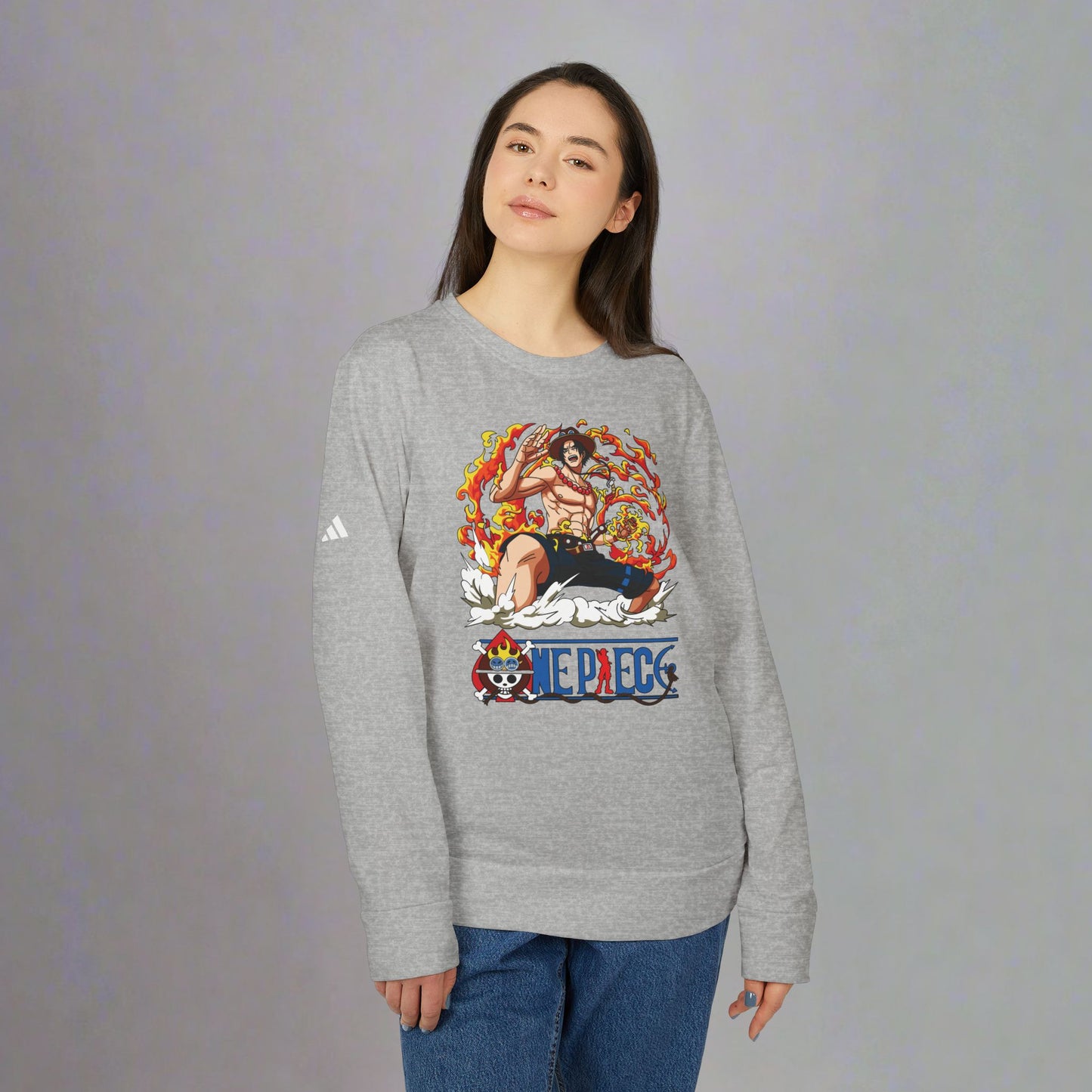 OMNI™ One Piece Mera Mera No Mi Ace Adidas Unisex Fleece Crewneck Sweatshirt