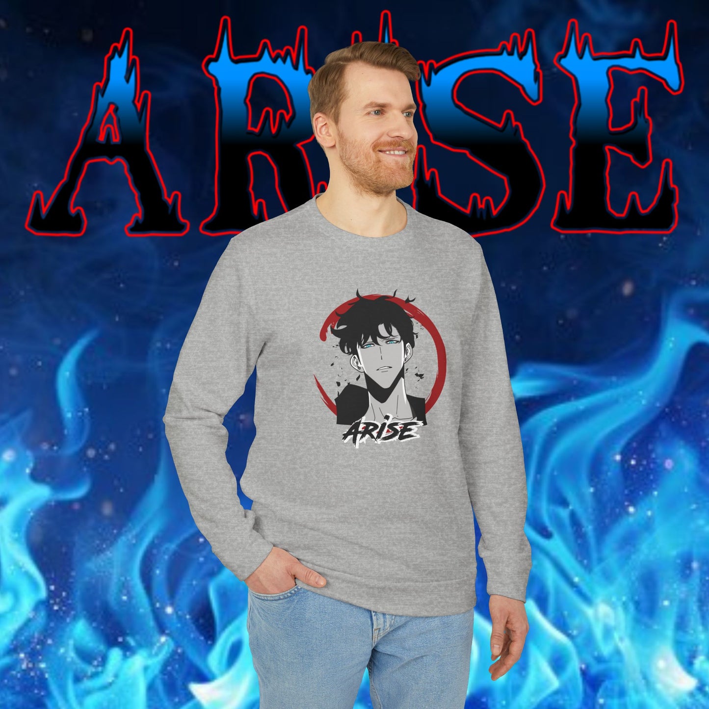 OMNI™ Solo Leveling Sung Jin-Woo Arise III Adidas Unisex Fleece Crewneck Sweatshirt