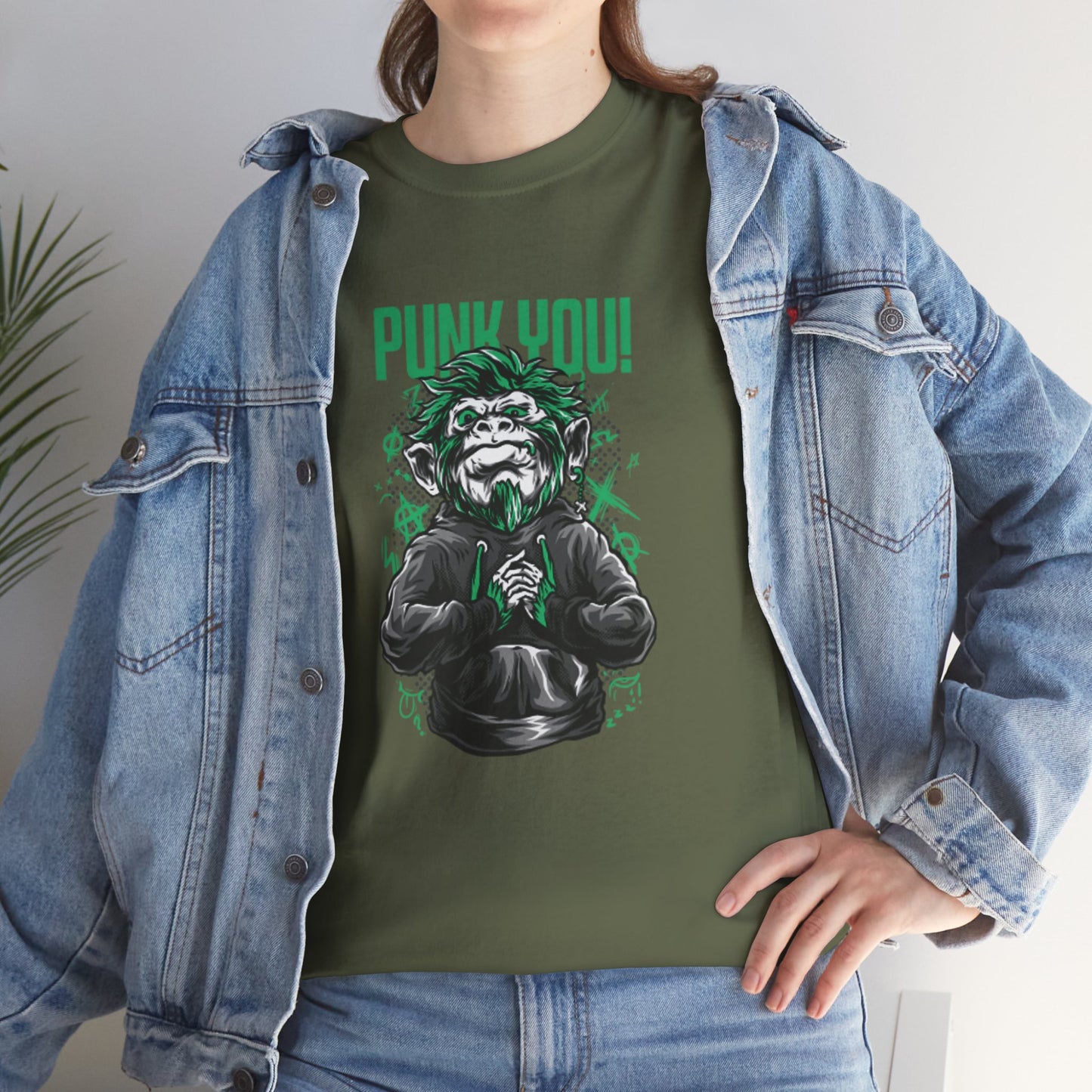 Punk Hipster Monkey Unisex Heavy Cotton T-Shirt