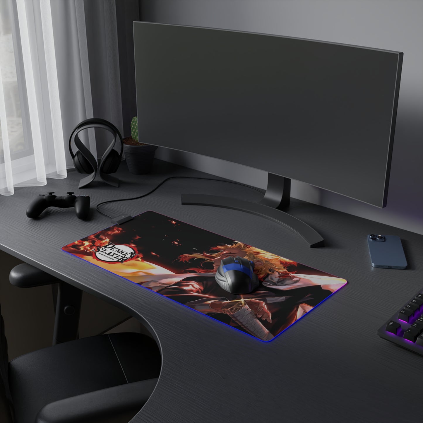 OMNI™ Rengoku's Unbreakable Will LED Gaming Mouse Pad
