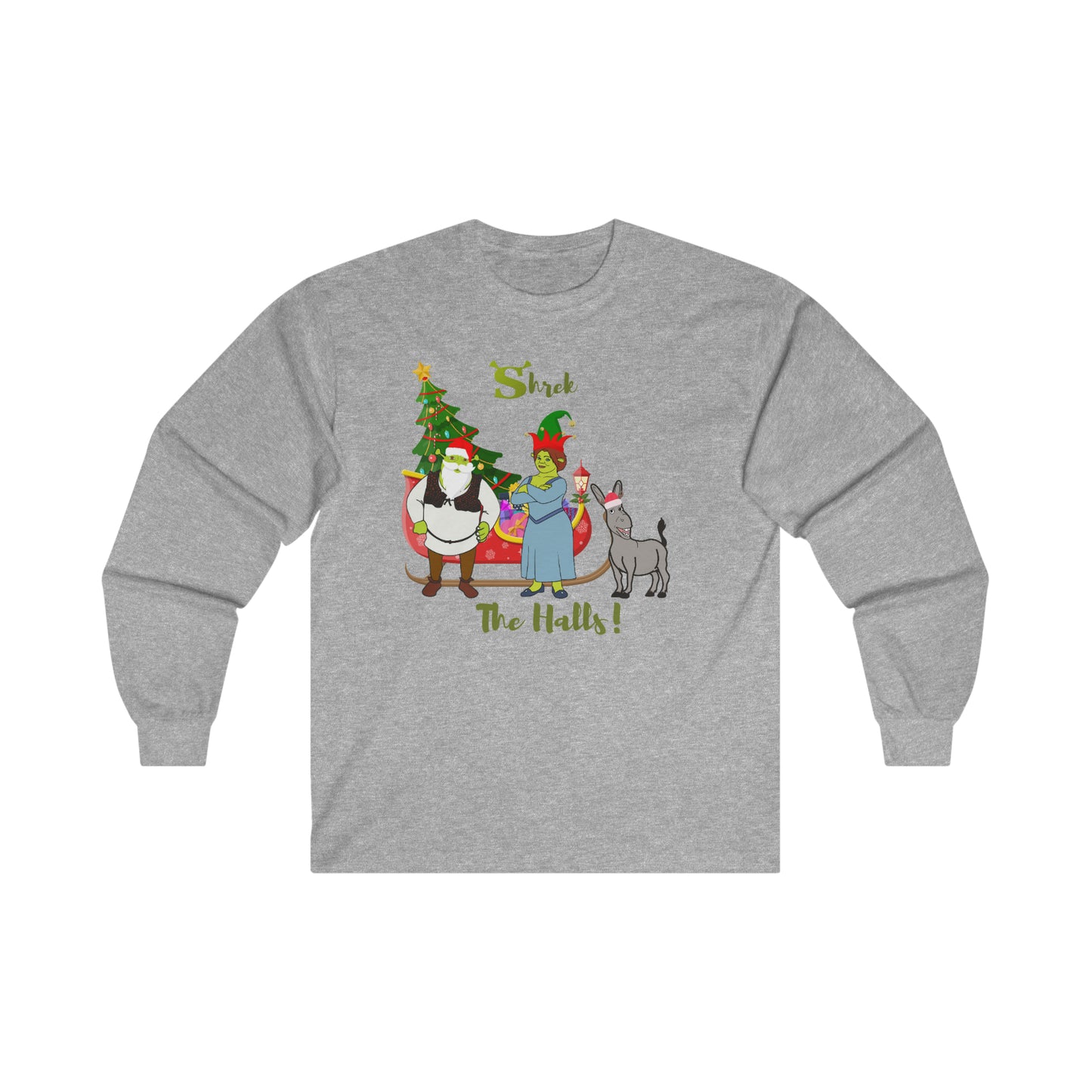OMNI™ Shrek The Halls! (Shrek Trio: Shrek, Fiona and Donkey) Ultra Cotton Long Sleeve Unisex T-Shirt