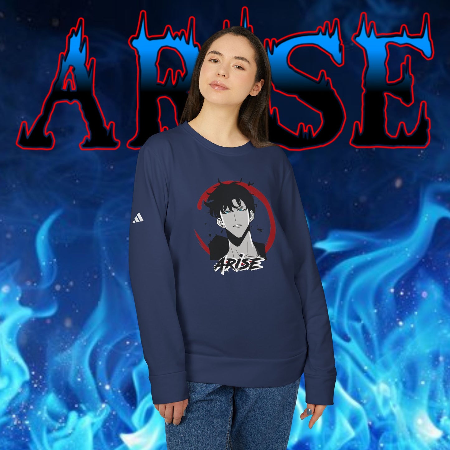 OMNI™ Solo Leveling Sung Jin-Woo Arise III Adidas Unisex Fleece Crewneck Sweatshirt