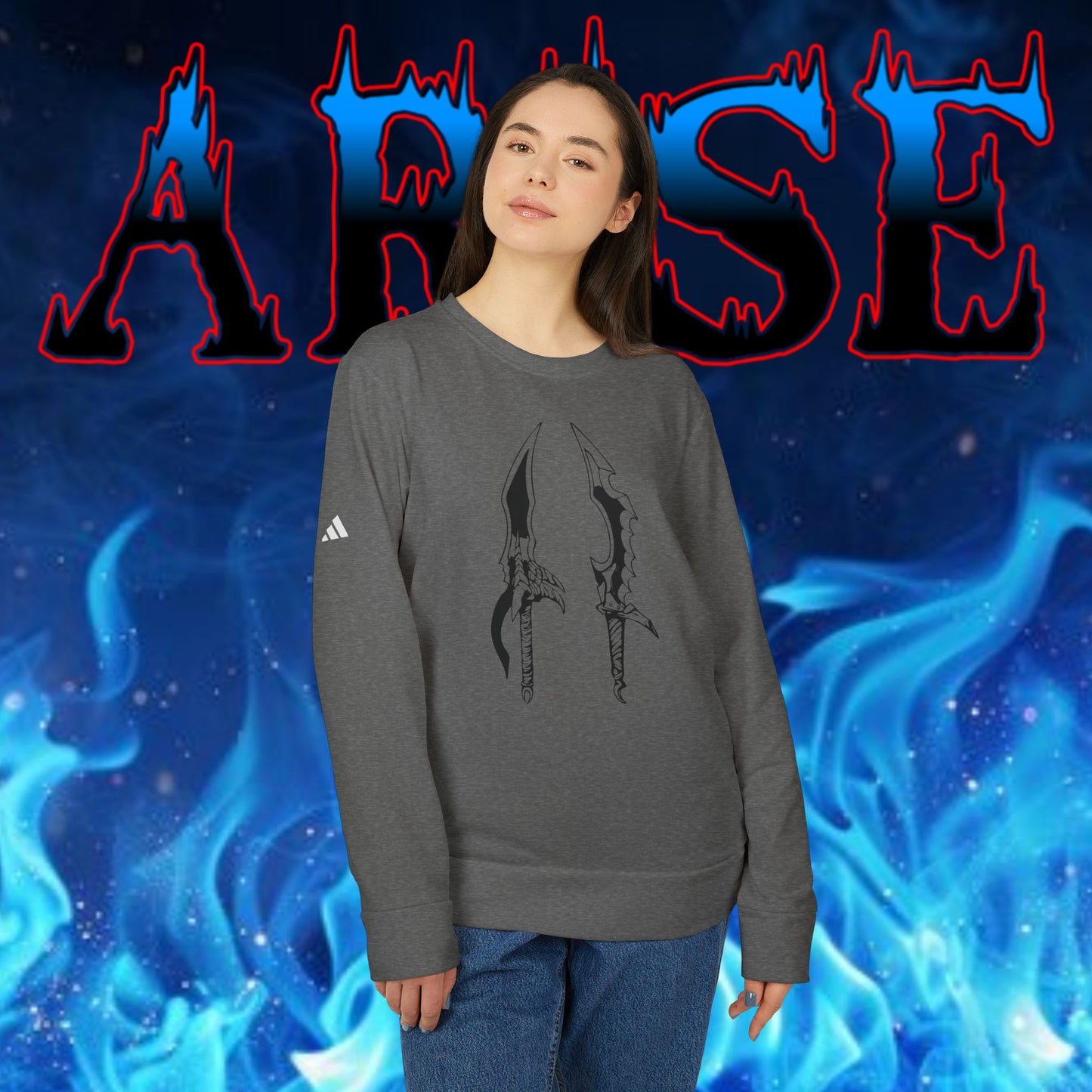 OMNI™ Solo Leveling Dual Dagger Adidas Unisex Fleece Crewneck Sweatshirt