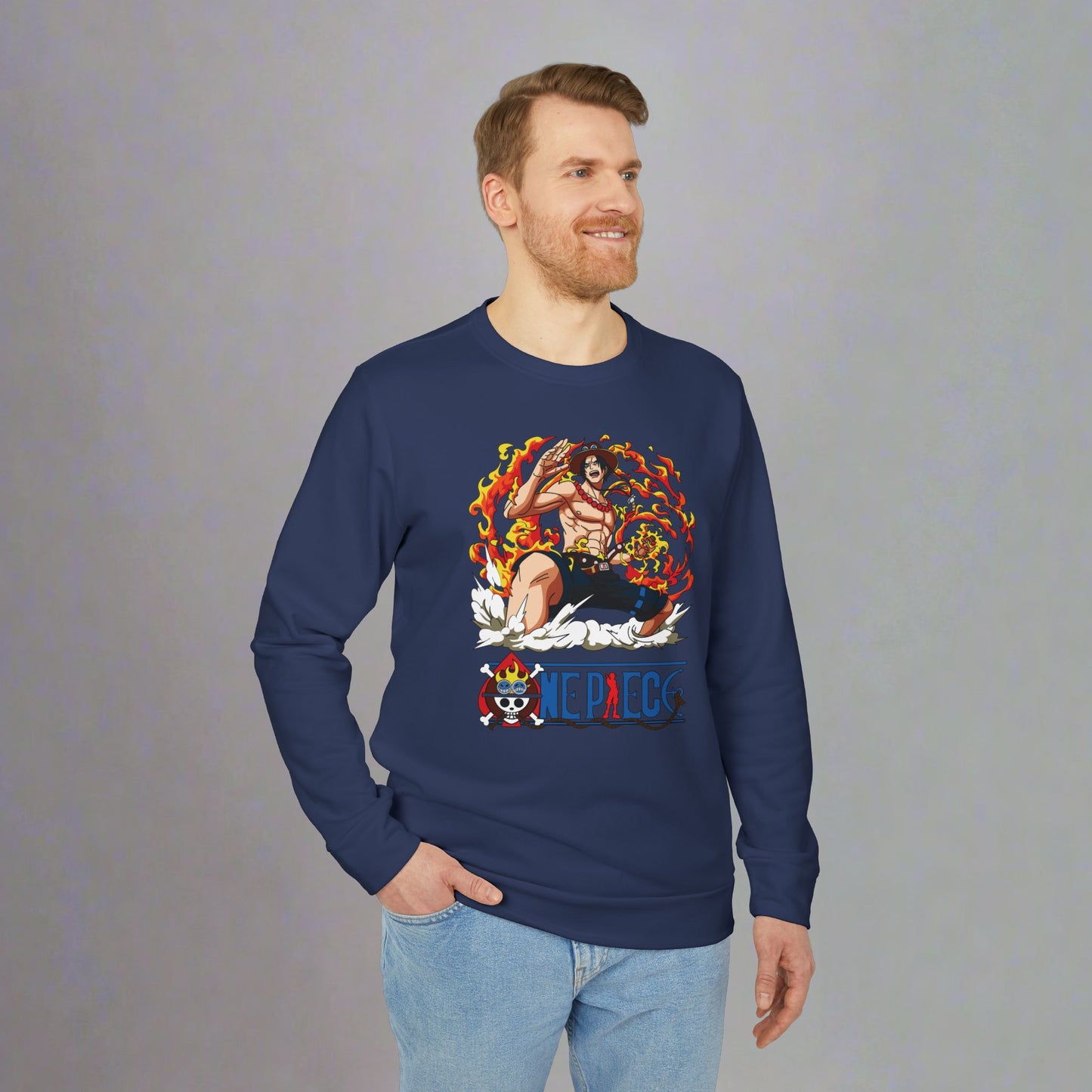 OMNI™ One Piece Mera Mera No Mi Ace Adidas Unisex Fleece Crewneck Sweatshirt