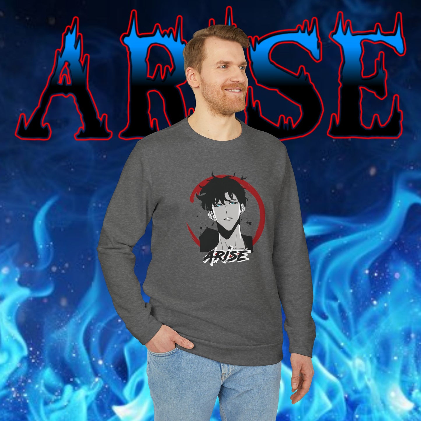 OMNI™ Solo Leveling Sung Jin-Woo Arise III Adidas Unisex Fleece Crewneck Sweatshirt