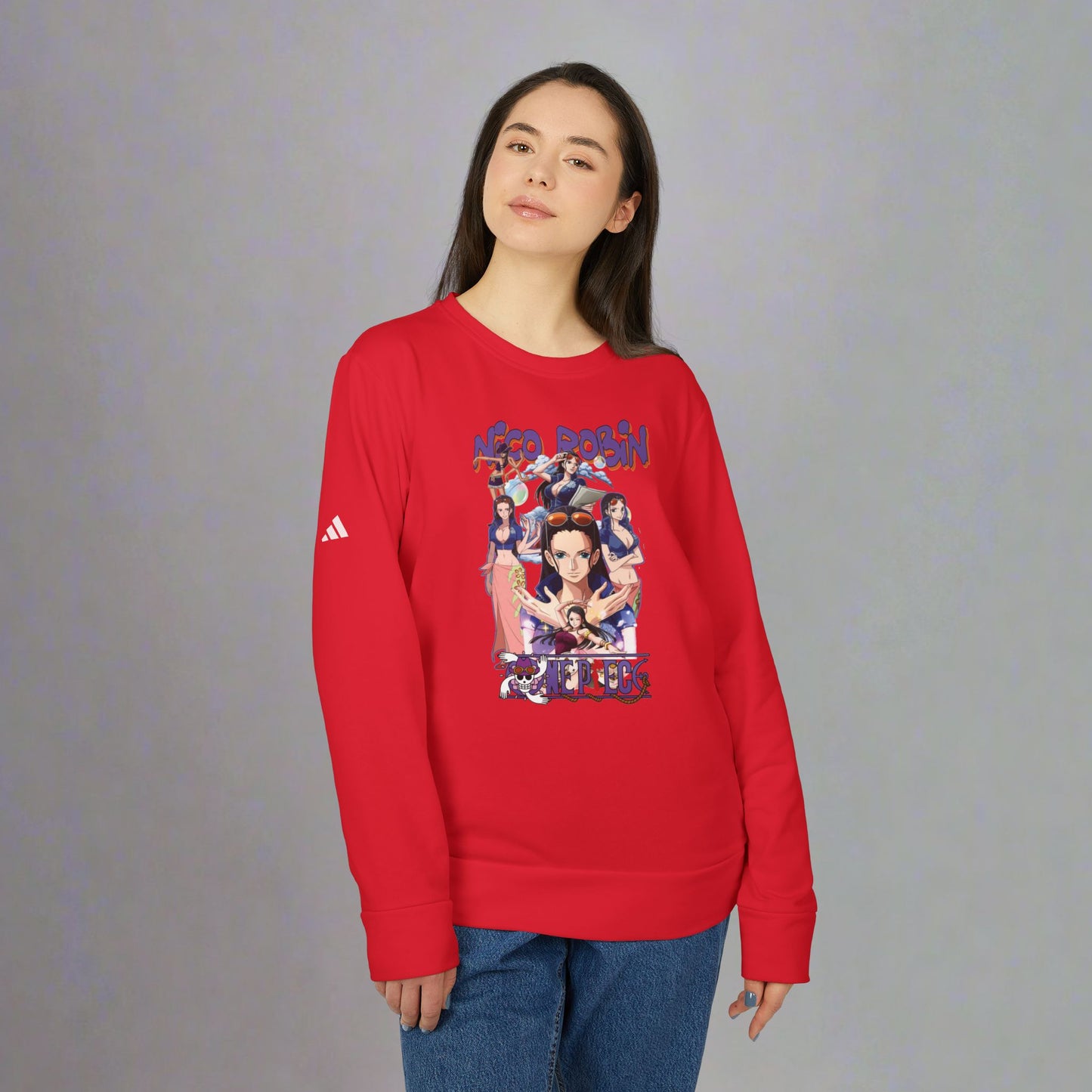 OMNI™ One Piece Nico Robin Adidas Unisex Fleece Crewneck Sweatshirt