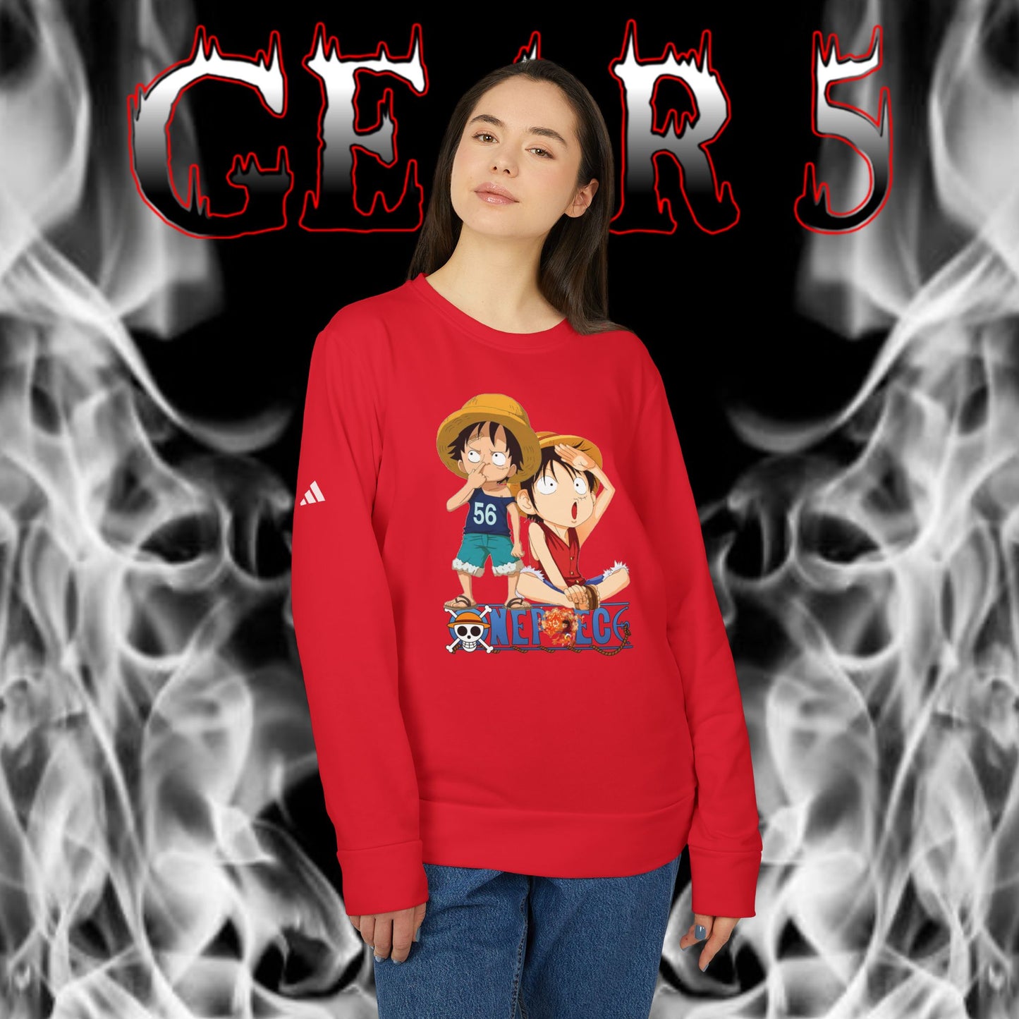 OMNI™ One Piece Luffy & Ace Brotherhood Adidas Unisex Fleece Crewneck Sweatshirt