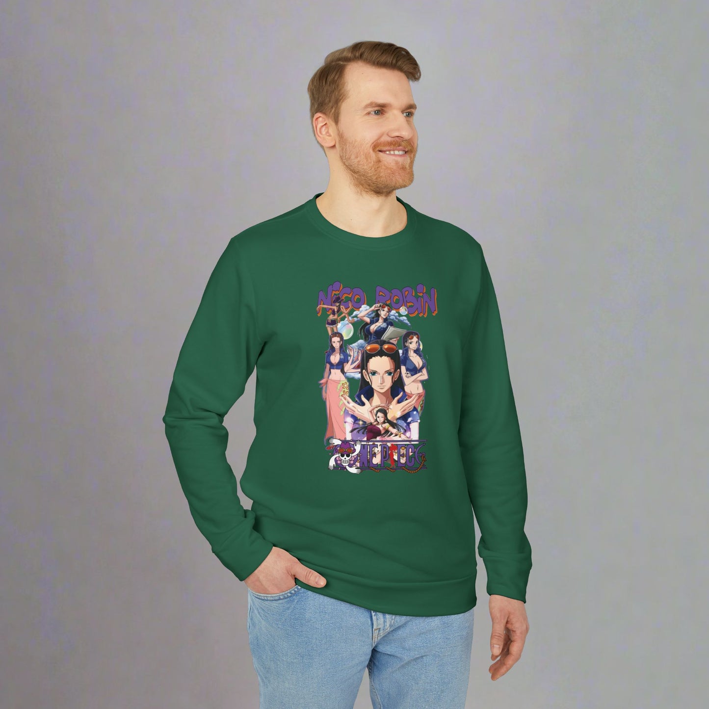 OMNI™ One Piece Nico Robin Adidas Unisex Fleece Crewneck Sweatshirt
