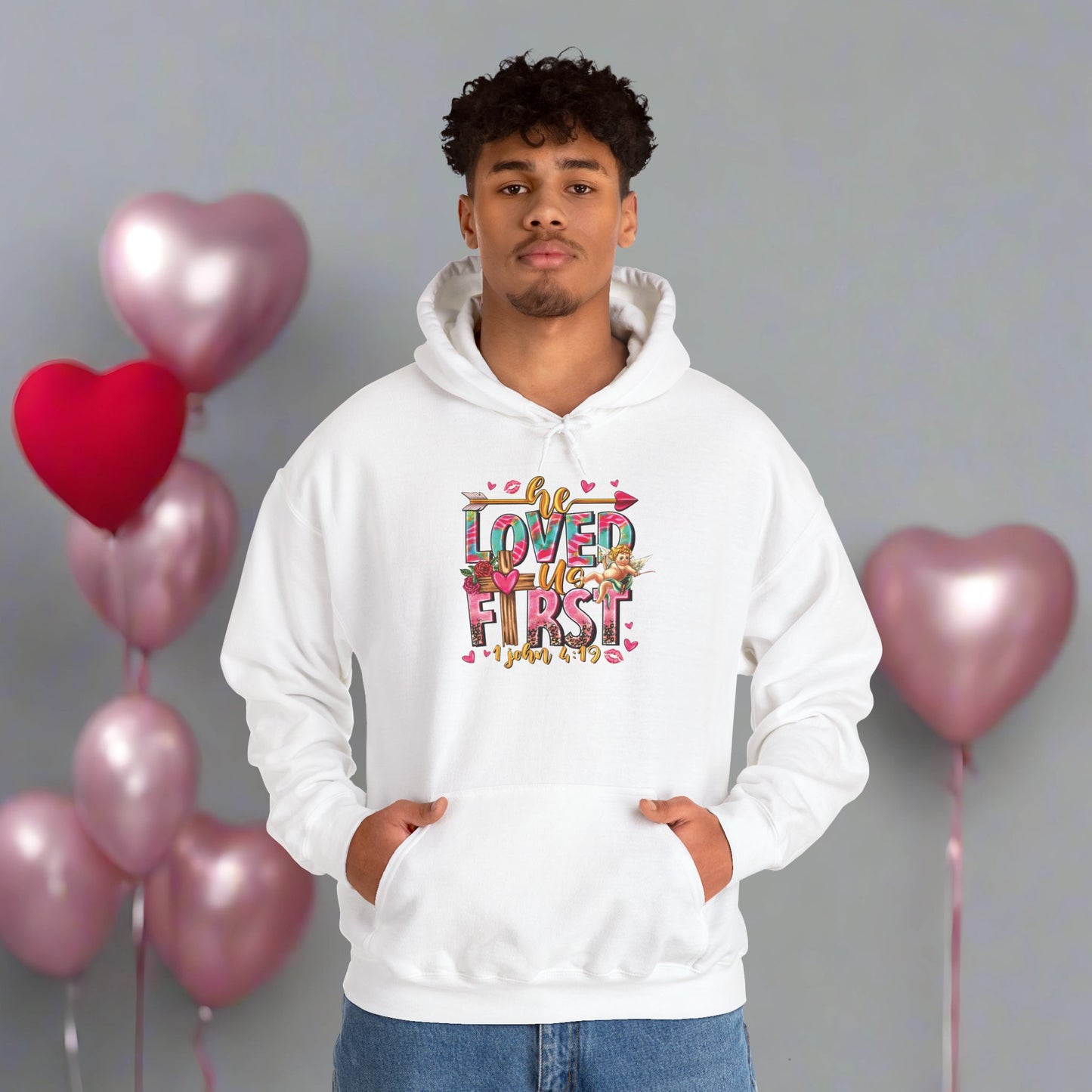 OMNI™ He Loved Us First Unisex Heavy Blend Hoodie