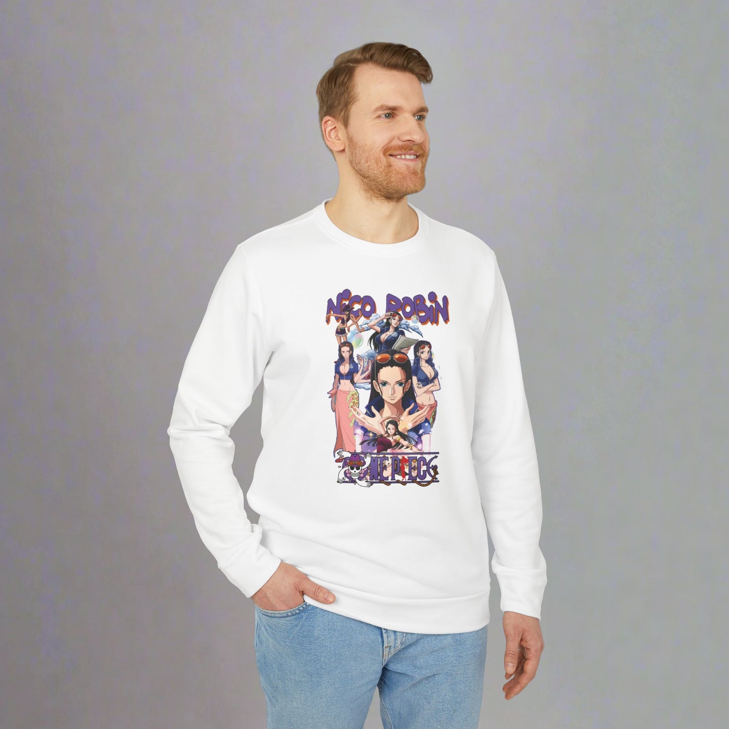 OMNI™ One Piece Nico Robin Adidas Unisex Fleece Crewneck Sweatshirt