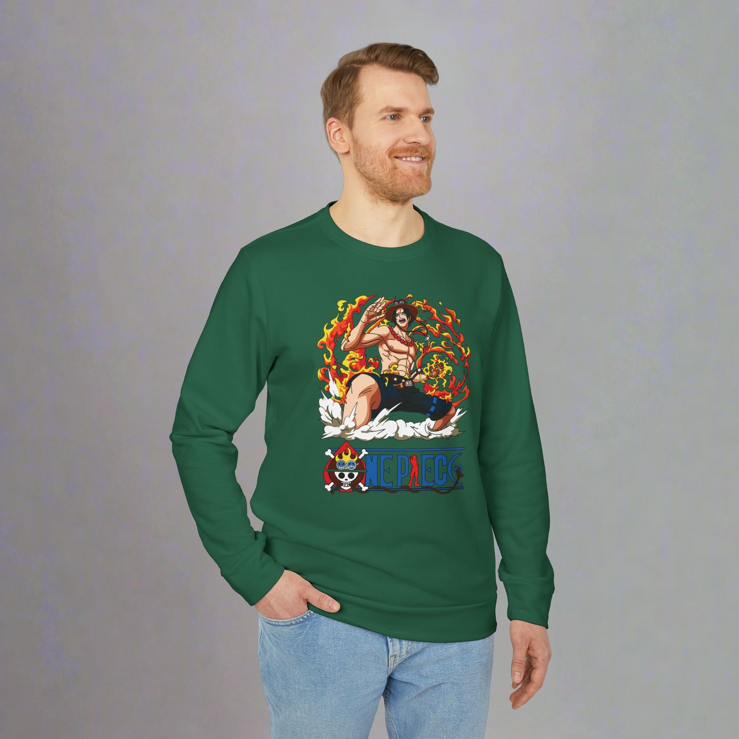 OMNI™ One Piece Mera Mera No Mi Ace Adidas Unisex Fleece Crewneck Sweatshirt