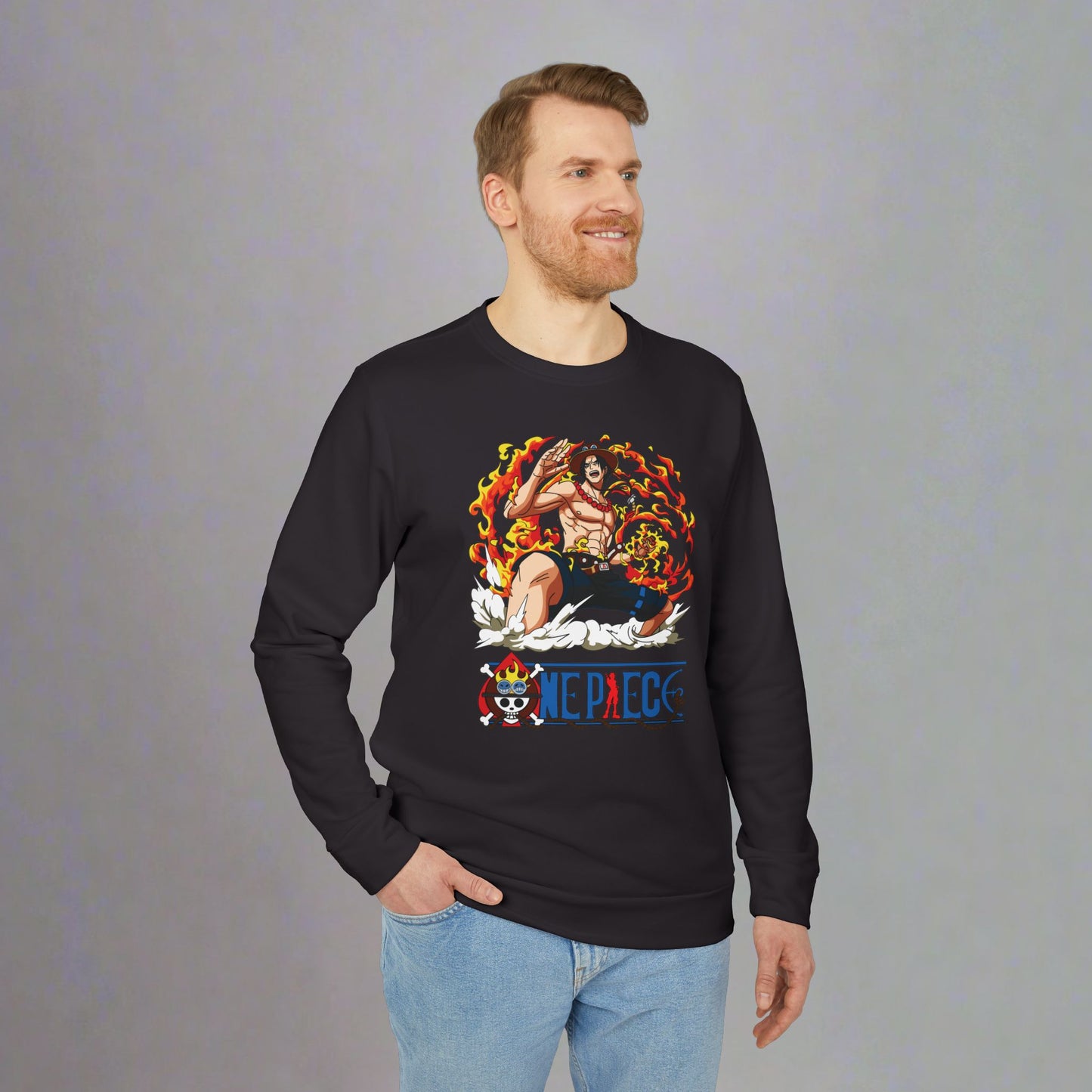 OMNI™ One Piece Mera Mera No Mi Ace Adidas Unisex Fleece Crewneck Sweatshirt