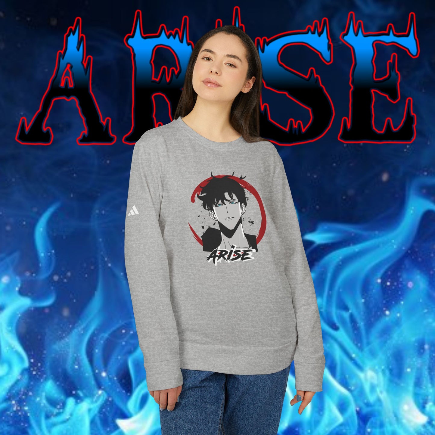 OMNI™ Solo Leveling Sung Jin-Woo Arise III Adidas Unisex Fleece Crewneck Sweatshirt