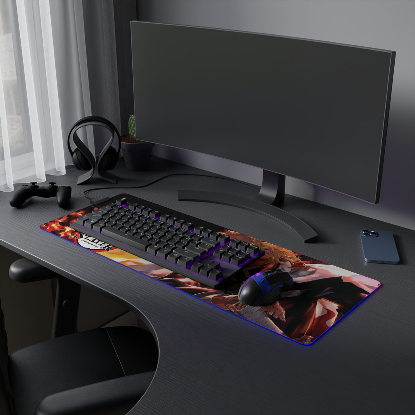 OMNI™ Rengoku's Unbreakable Will LED Gaming Mouse Pad