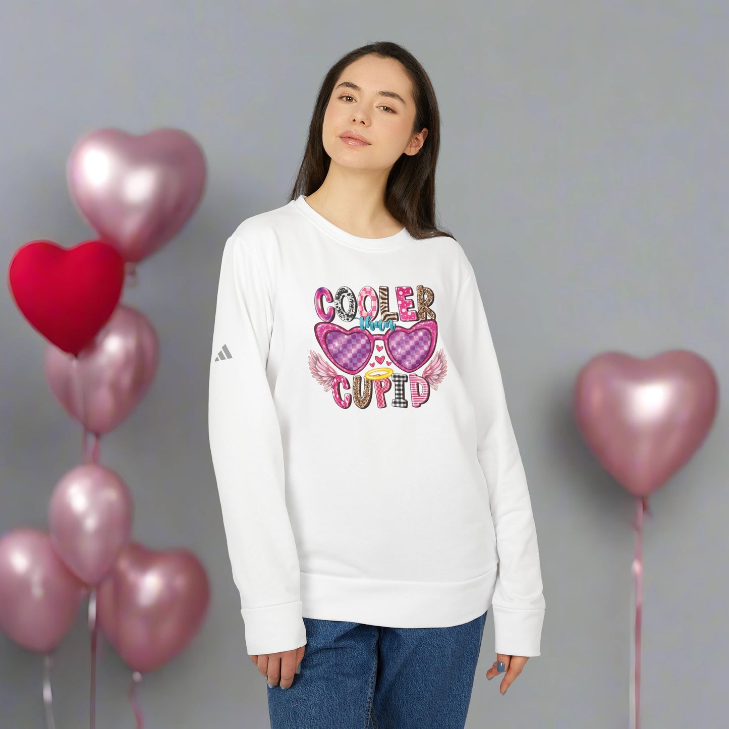 OMNI™ Cooler Than Cupid Adidas Women's Fleece Crewneck Sweatshirt