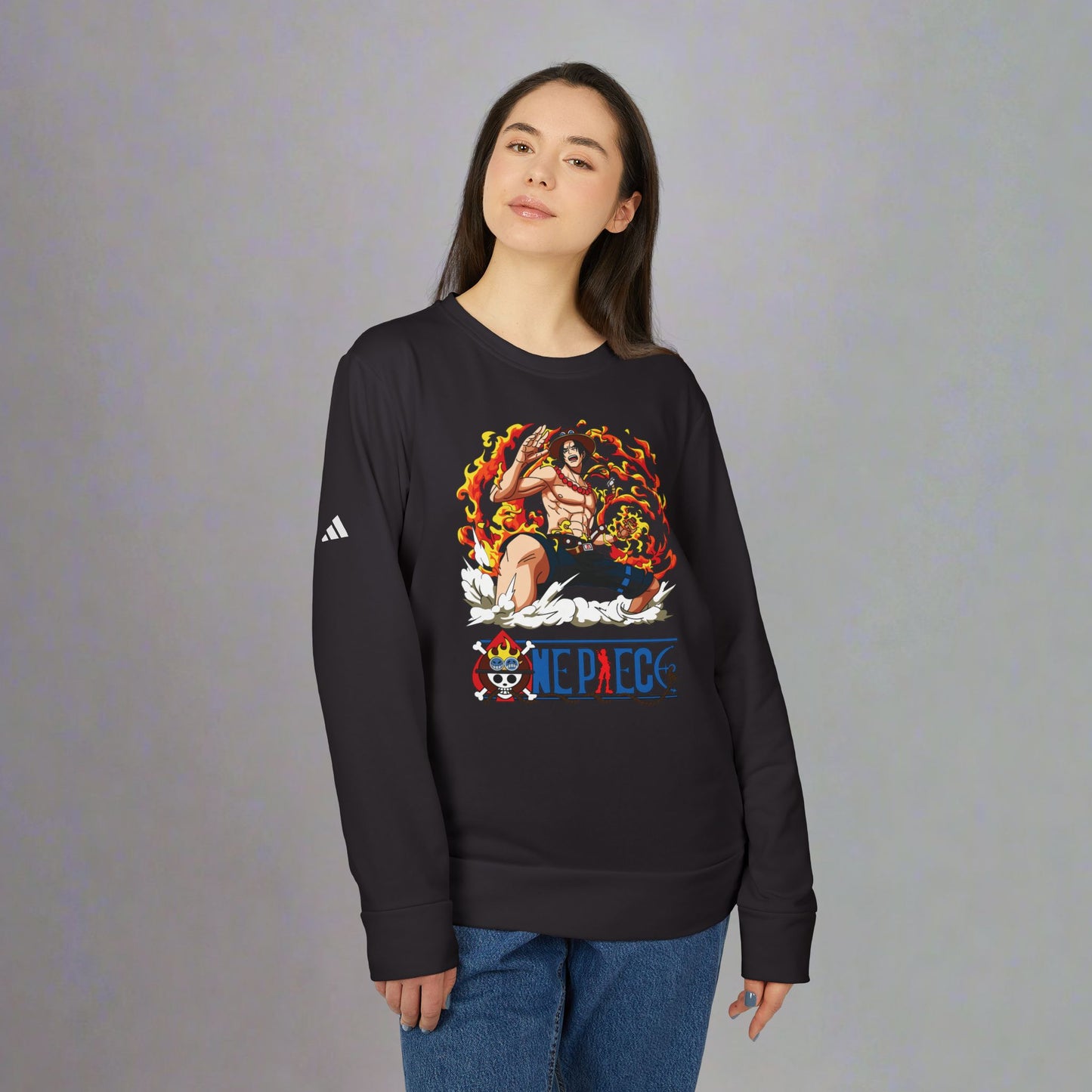 OMNI™ One Piece Mera Mera No Mi Ace Adidas Unisex Fleece Crewneck Sweatshirt