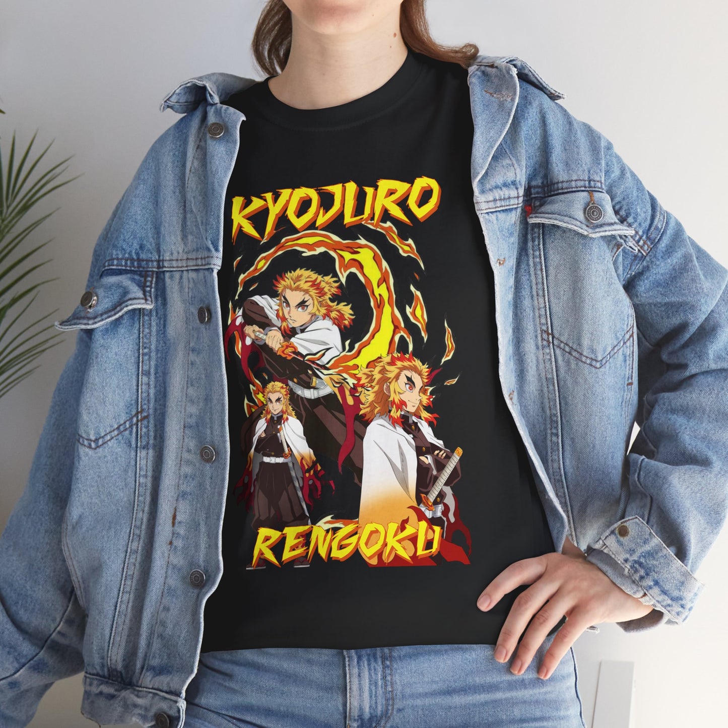 OMNI™ Demon Slayer Flame Hashira Kyojuro Rengoku Unisex Heavy Cotton T-Shirt