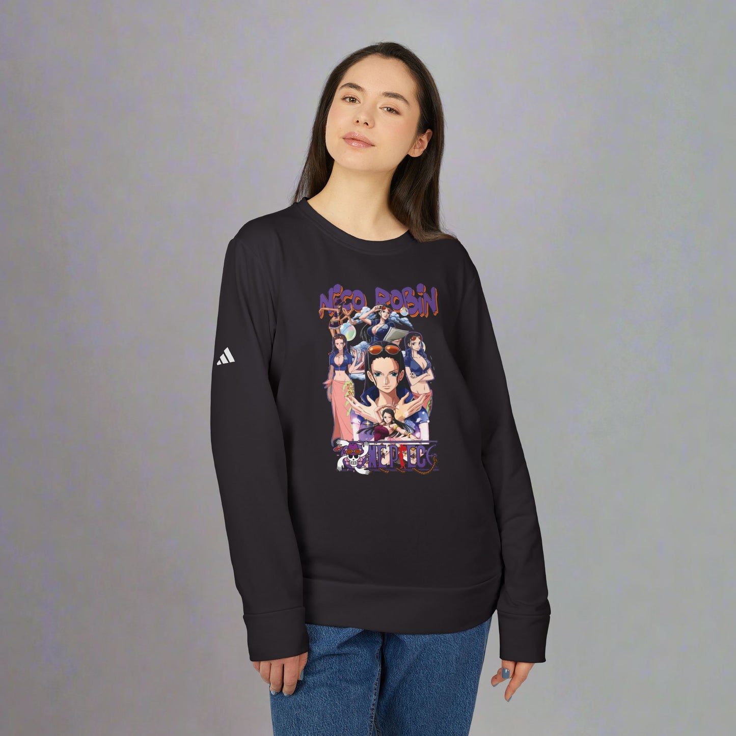 OMNI™ One Piece Nico Robin Adidas Unisex Fleece Crewneck Sweatshirt