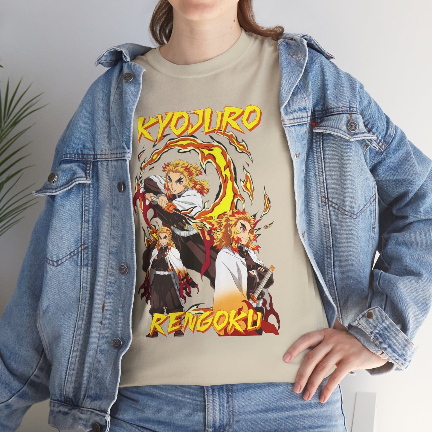 OMNI™ Demon Slayer Flame Hashira Kyojuro Rengoku Unisex Heavy Cotton T-Shirt