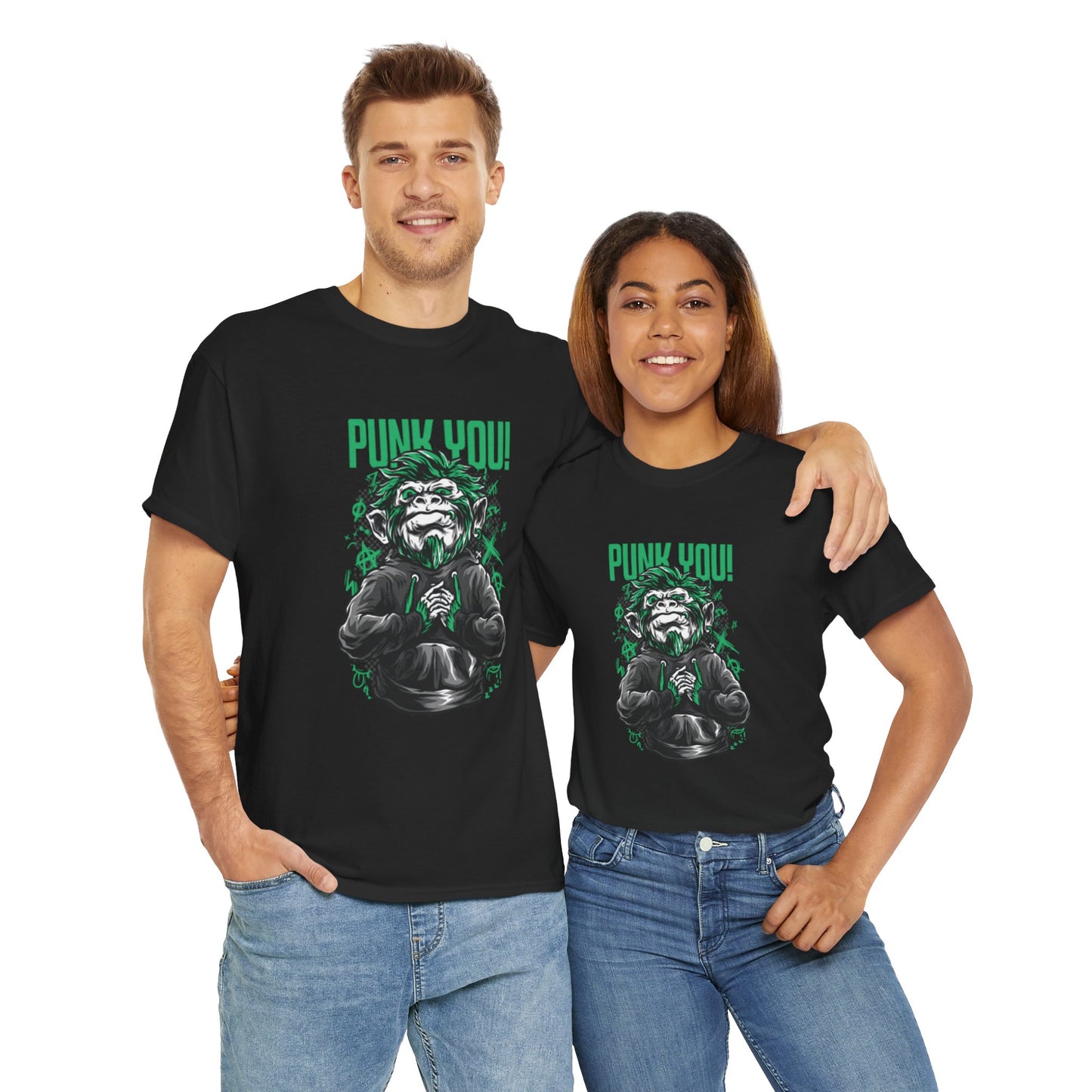 Punk Hipster Monkey Unisex Heavy Cotton T-Shirt