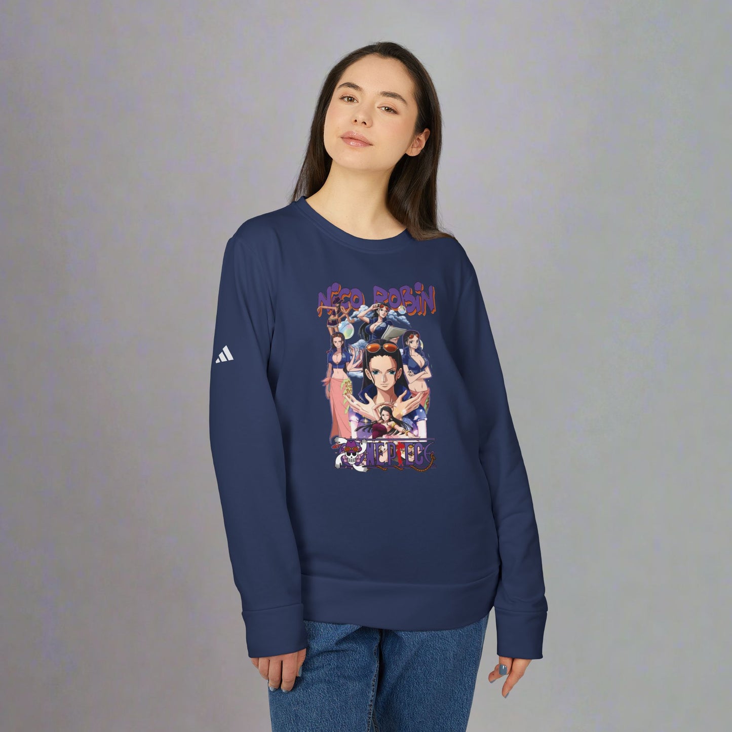 OMNI™ One Piece Nico Robin Adidas Unisex Fleece Crewneck Sweatshirt