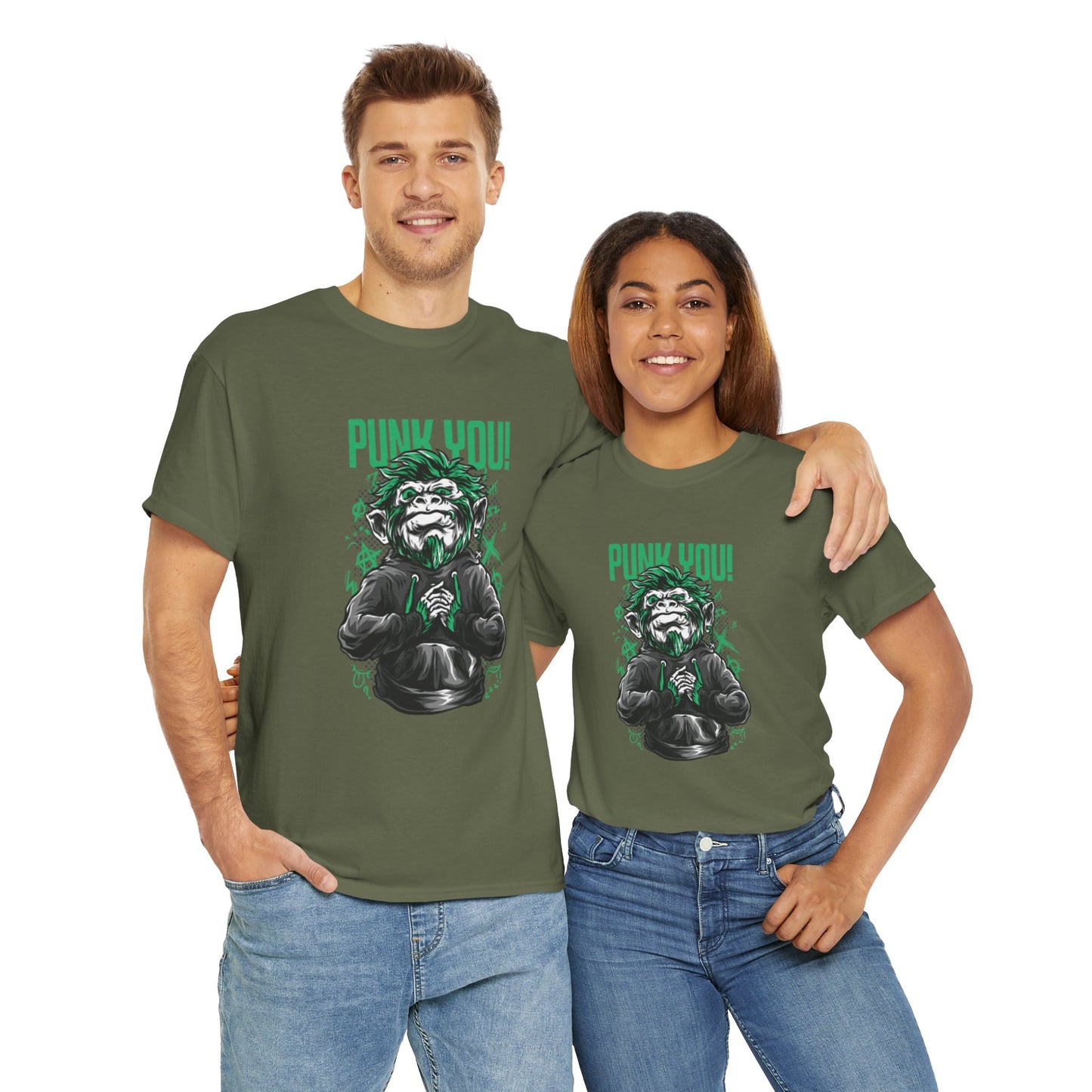 Punk Hipster Monkey Unisex Heavy Cotton T-Shirt