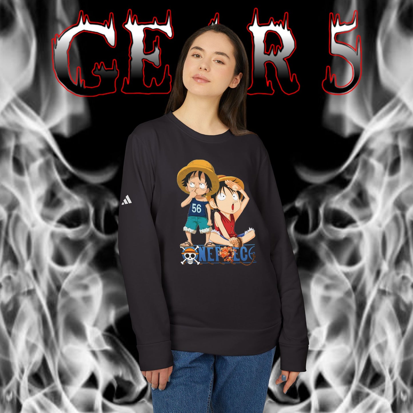 OMNI™ One Piece Luffy & Ace Brotherhood Adidas Unisex Fleece Crewneck Sweatshirt