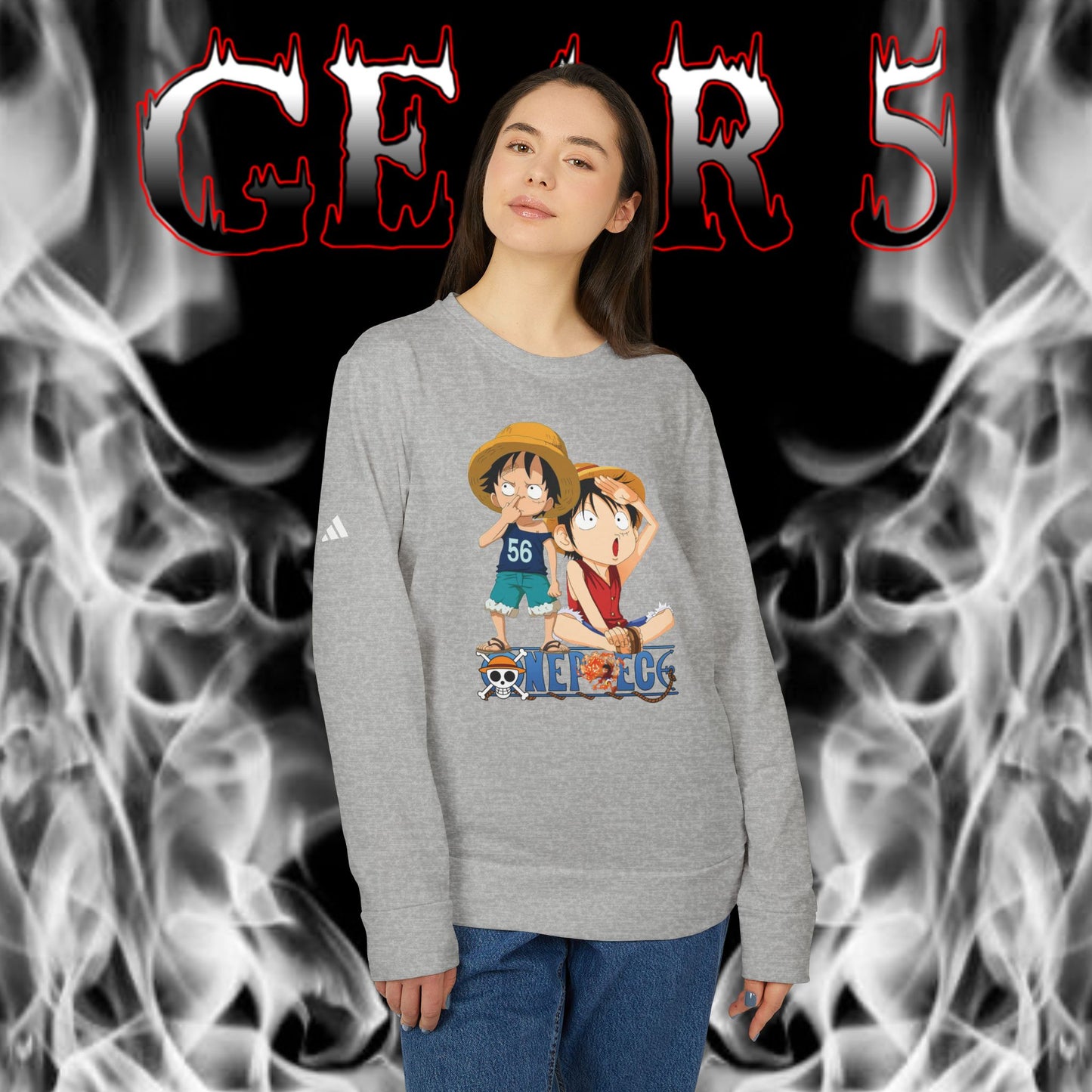 OMNI™ One Piece Luffy & Ace Brotherhood Adidas Unisex Fleece Crewneck Sweatshirt