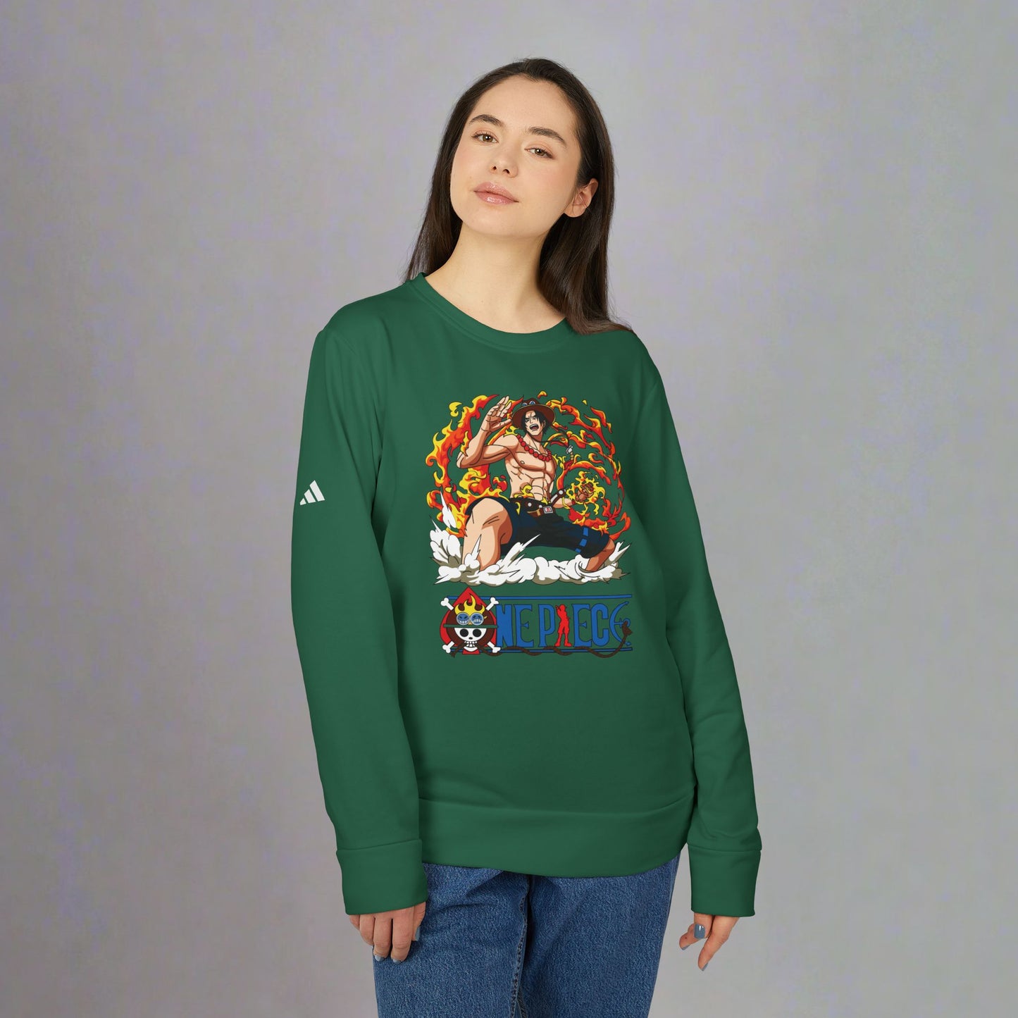 OMNI™ One Piece Mera Mera No Mi Ace Adidas Unisex Fleece Crewneck Sweatshirt