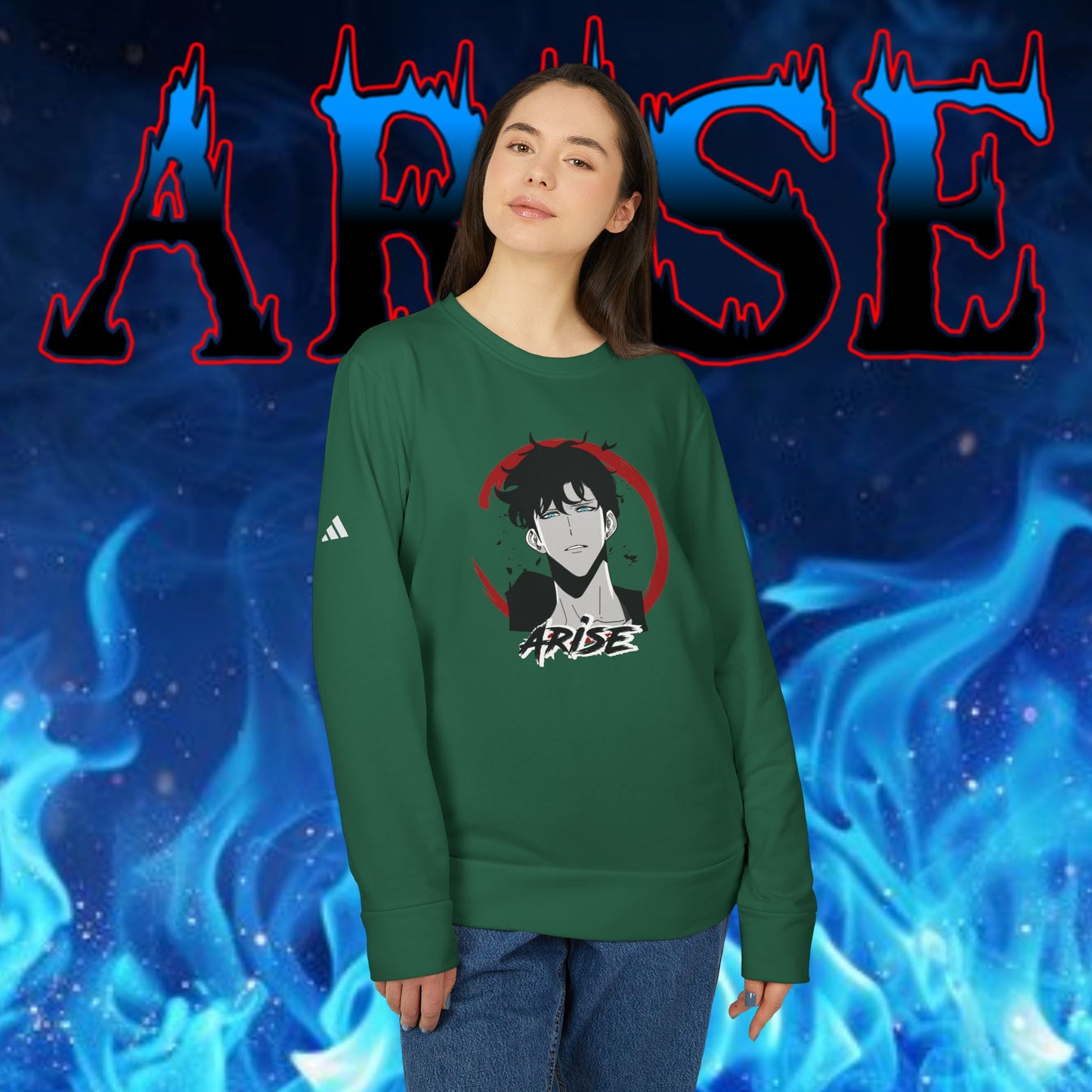 OMNI™ Solo Leveling Sung Jin-Woo Arise III Adidas Unisex Fleece Crewneck Sweatshirt