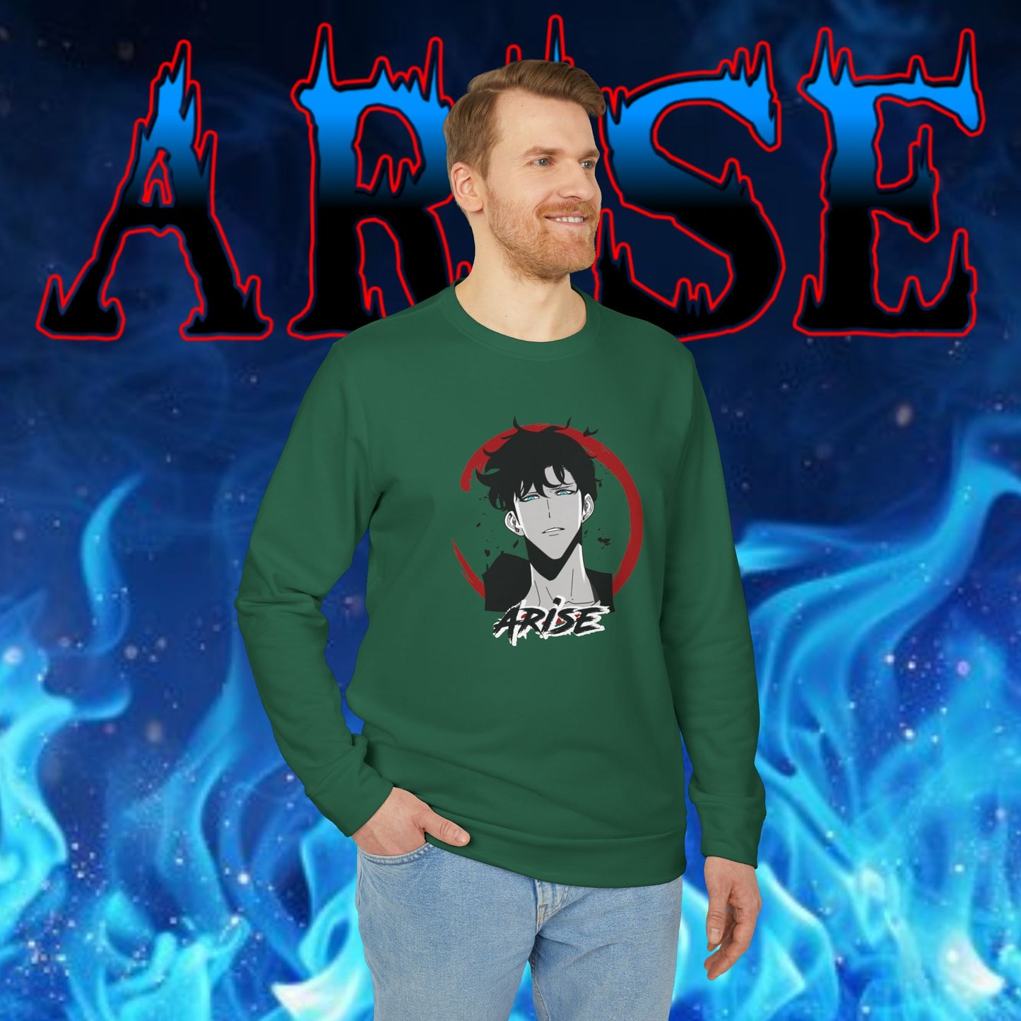 OMNI™ Solo Leveling Sung Jin-Woo Arise III Adidas Unisex Fleece Crewneck Sweatshirt