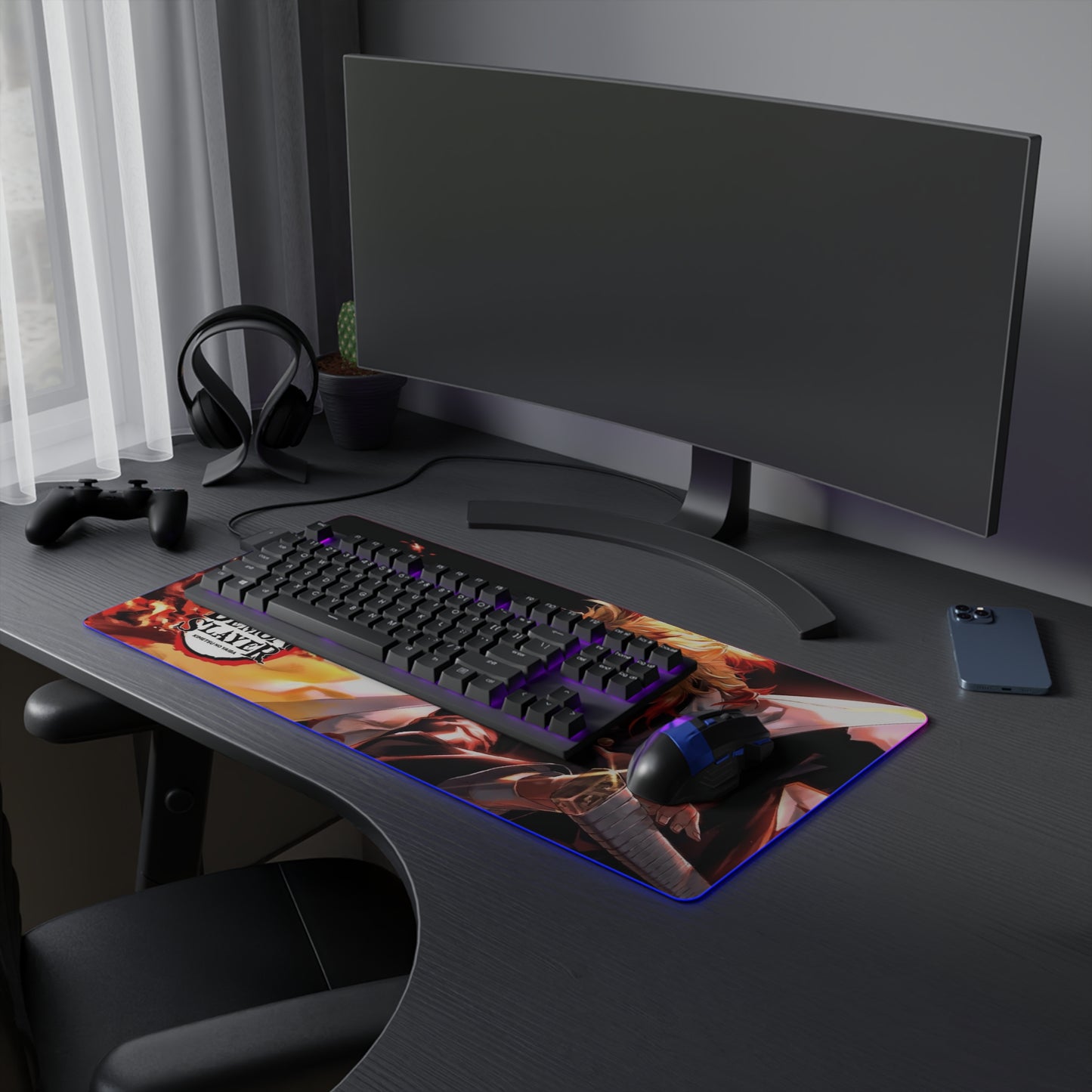 OMNI™ Rengoku's Unbreakable Will LED Gaming Mouse Pad