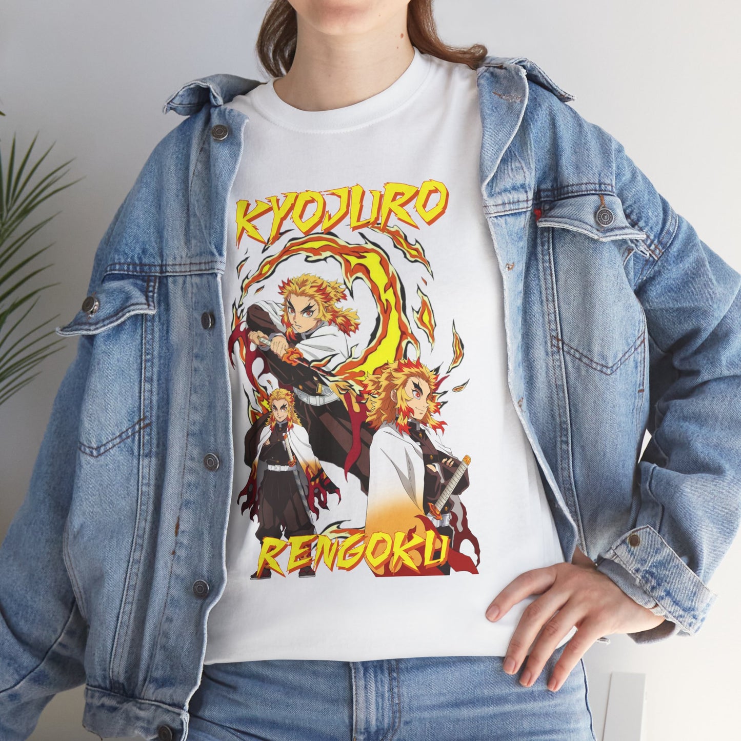 OMNI™ Demon Slayer Flame Hashira Kyojuro Rengoku Unisex Heavy Cotton T-Shirt