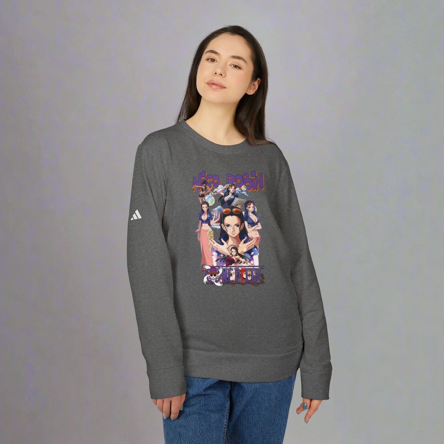 OMNI™ One Piece Nico Robin Adidas Unisex Fleece Crewneck Sweatshirt