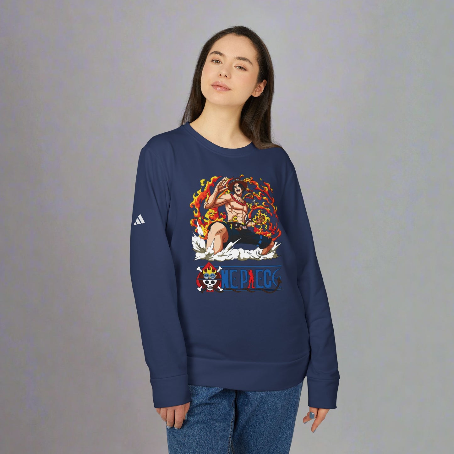 OMNI™ One Piece Mera Mera No Mi Ace Adidas Unisex Fleece Crewneck Sweatshirt