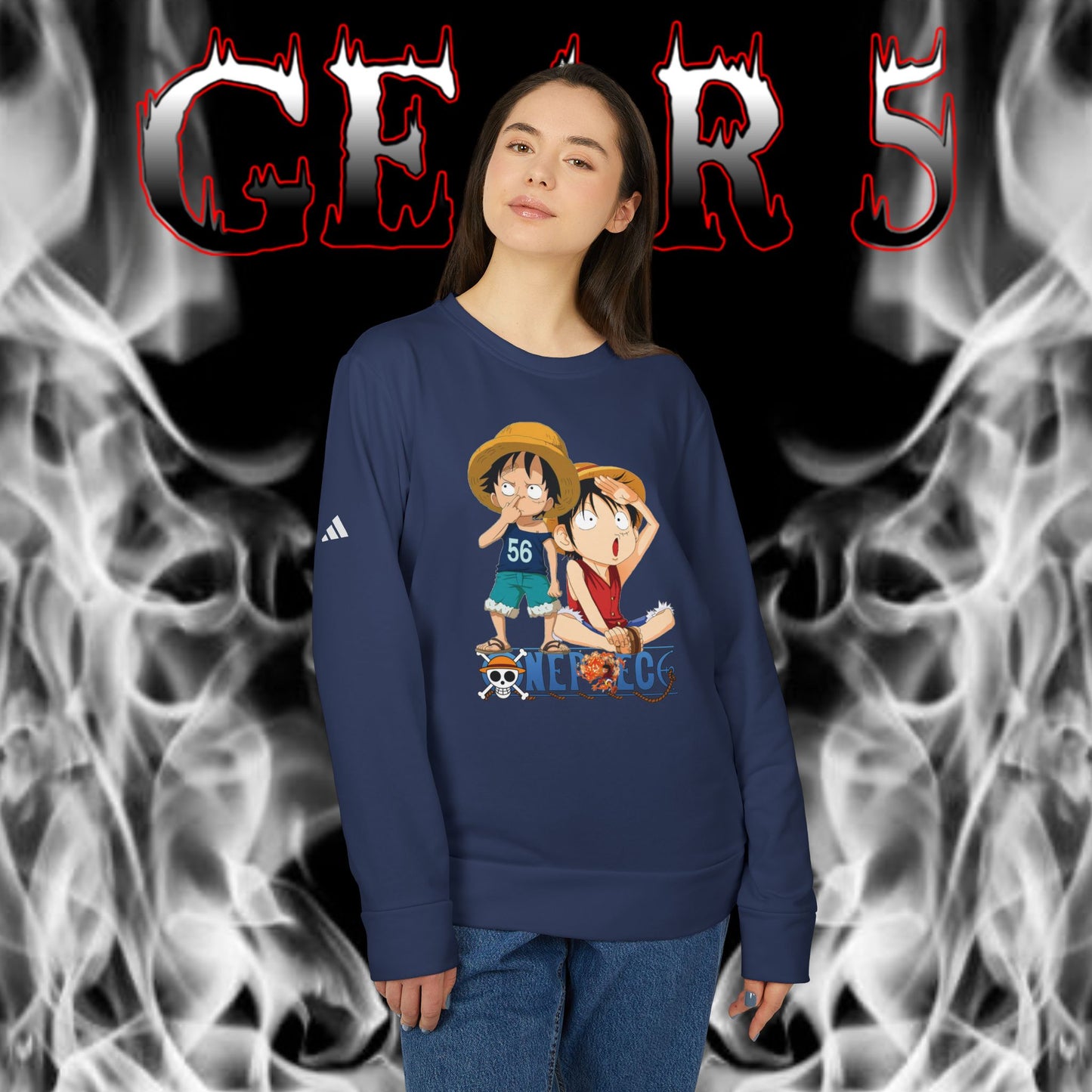 OMNI™ One Piece Luffy & Ace Brotherhood Adidas Unisex Fleece Crewneck Sweatshirt