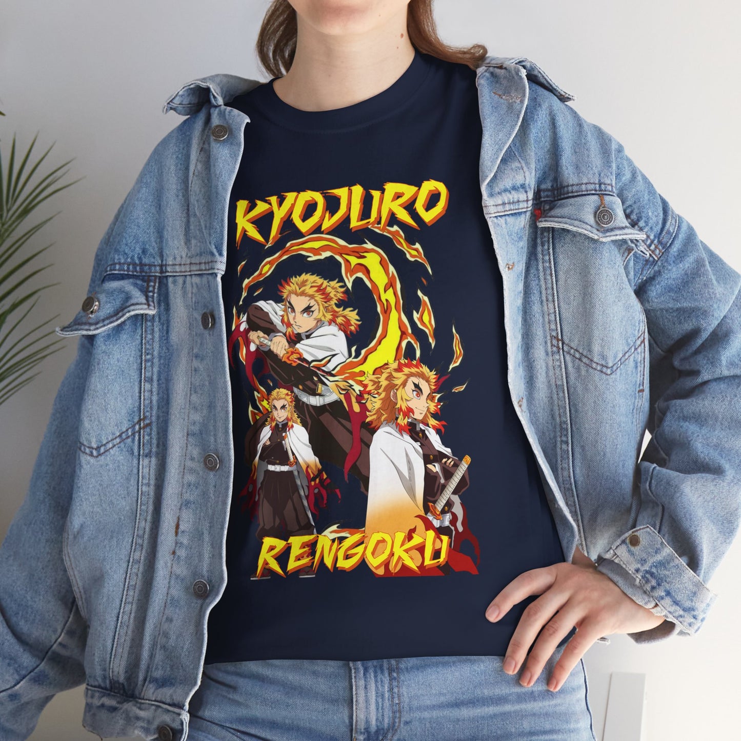 OMNI™ Demon Slayer Flame Hashira Kyojuro Rengoku Unisex Heavy Cotton T-Shirt