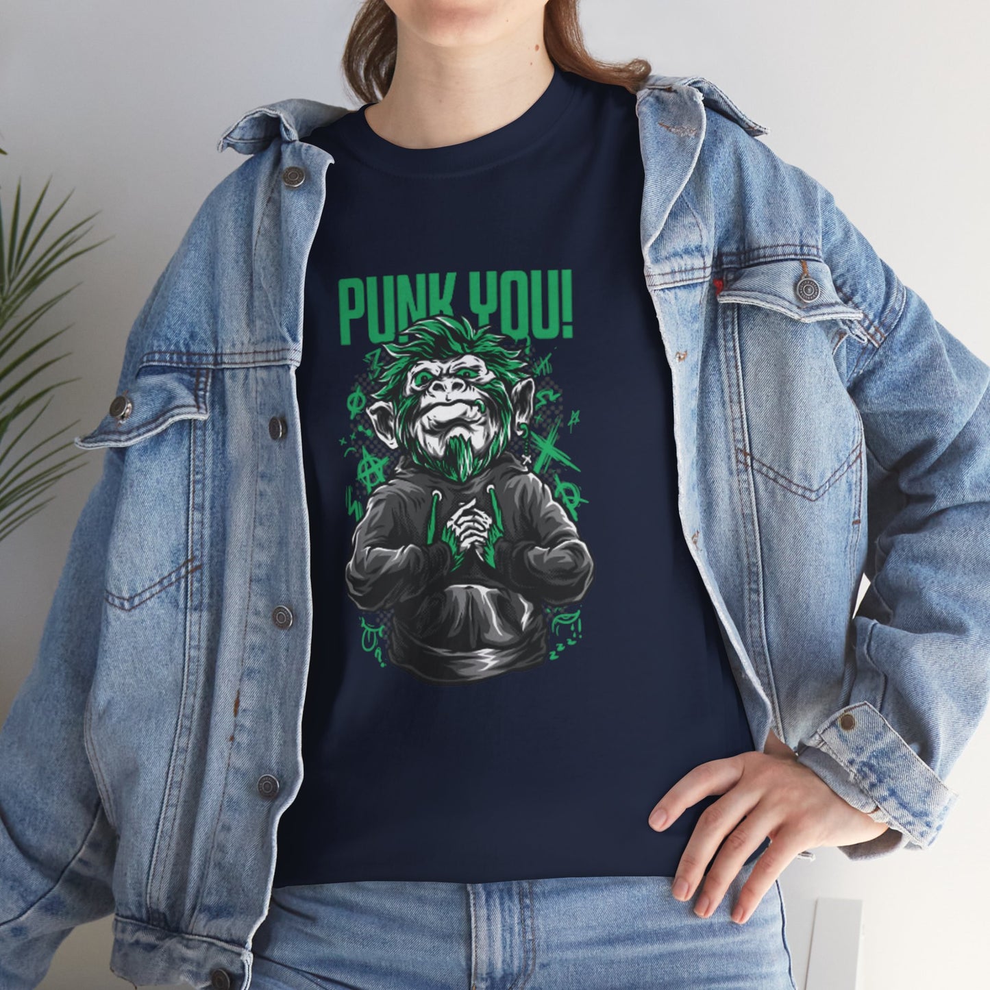 Punk Hipster Monkey Unisex Heavy Cotton T-Shirt