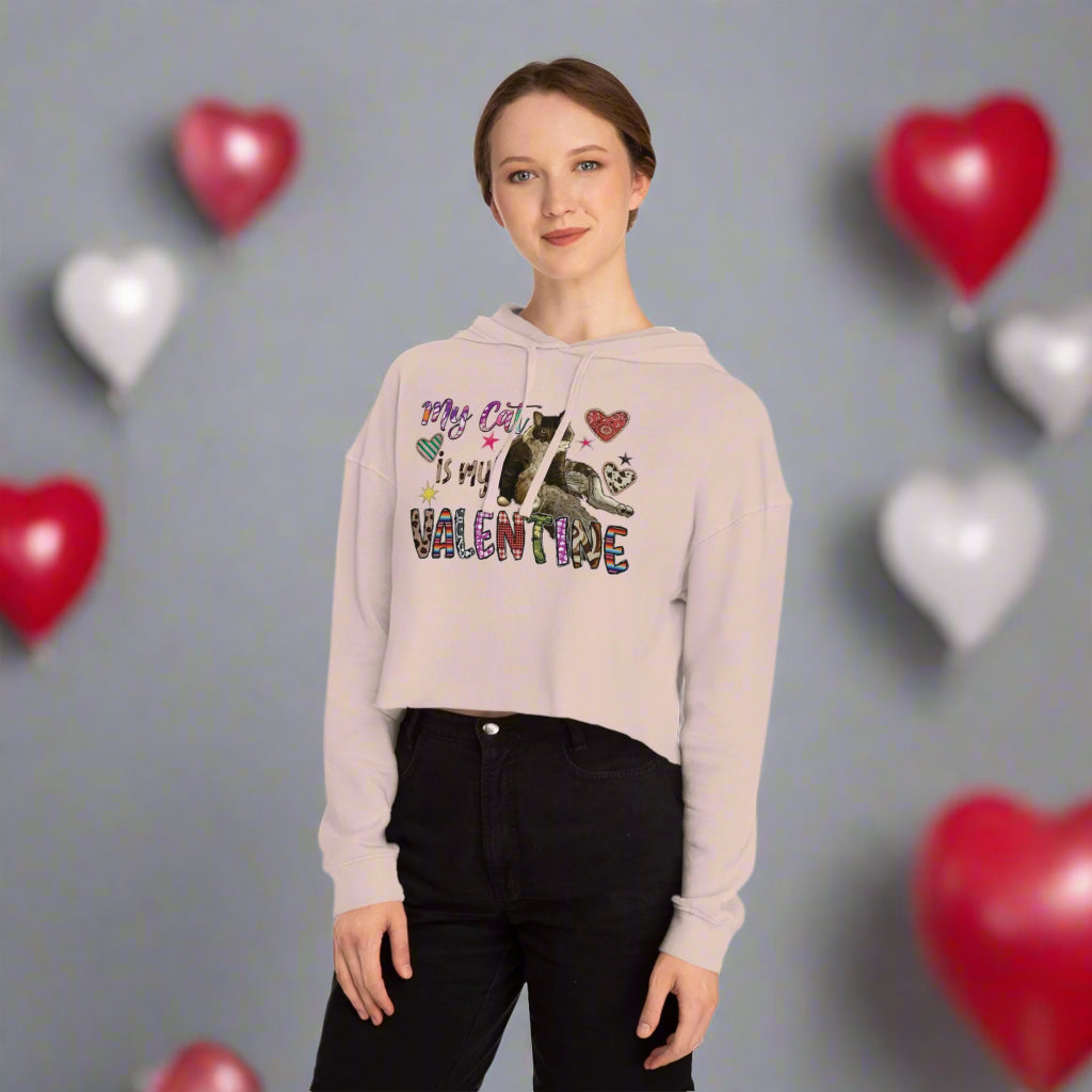 OMNI™ My Cat Is My Valentine Women’s Cropped Hoodie