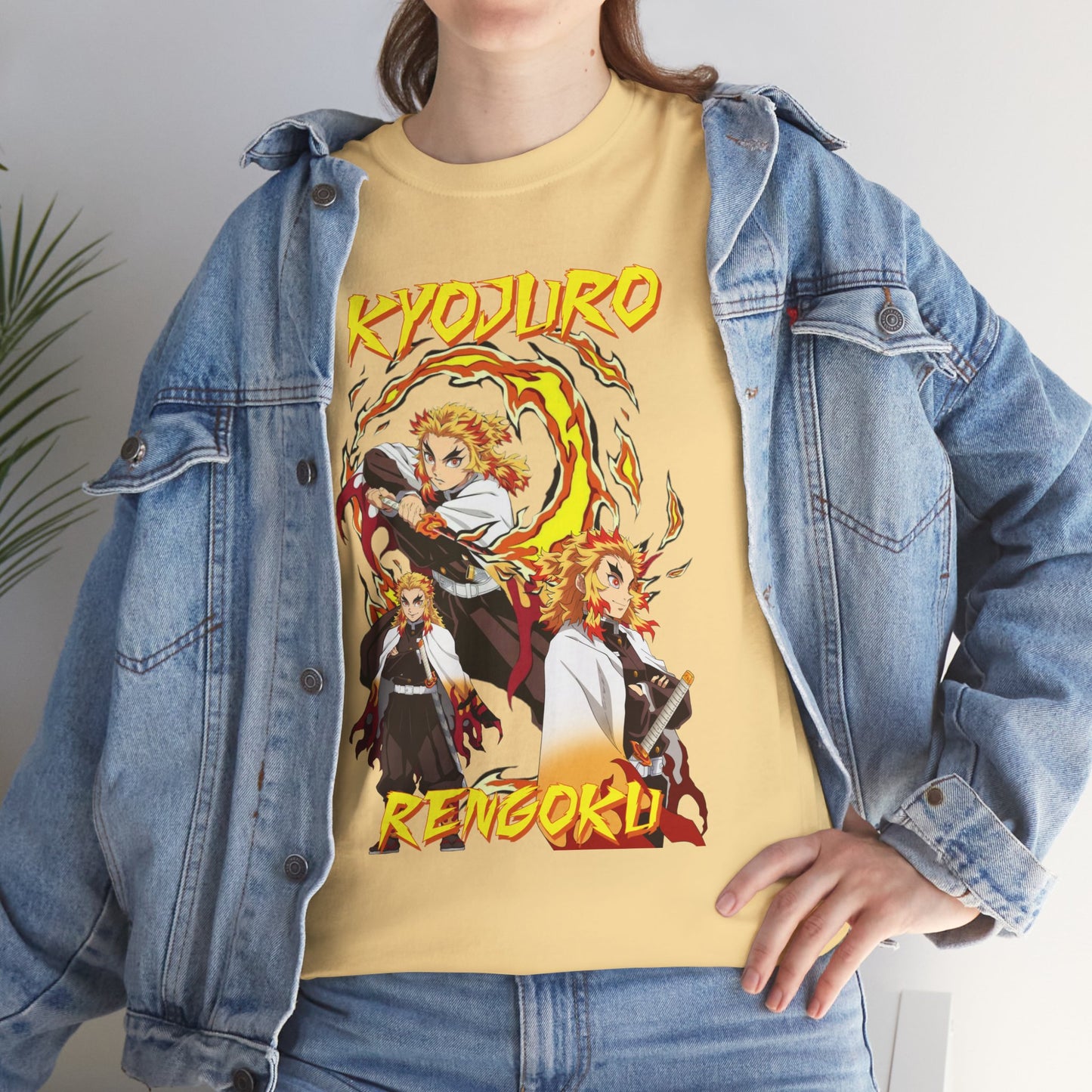OMNI™ Demon Slayer Flame Hashira Kyojuro Rengoku Unisex Heavy Cotton T-Shirt