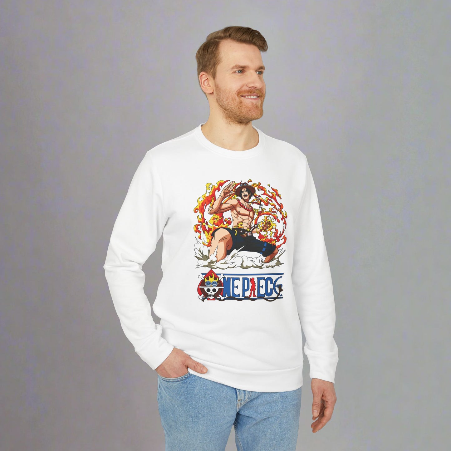OMNI™ One Piece Mera Mera No Mi Ace Adidas Unisex Fleece Crewneck Sweatshirt