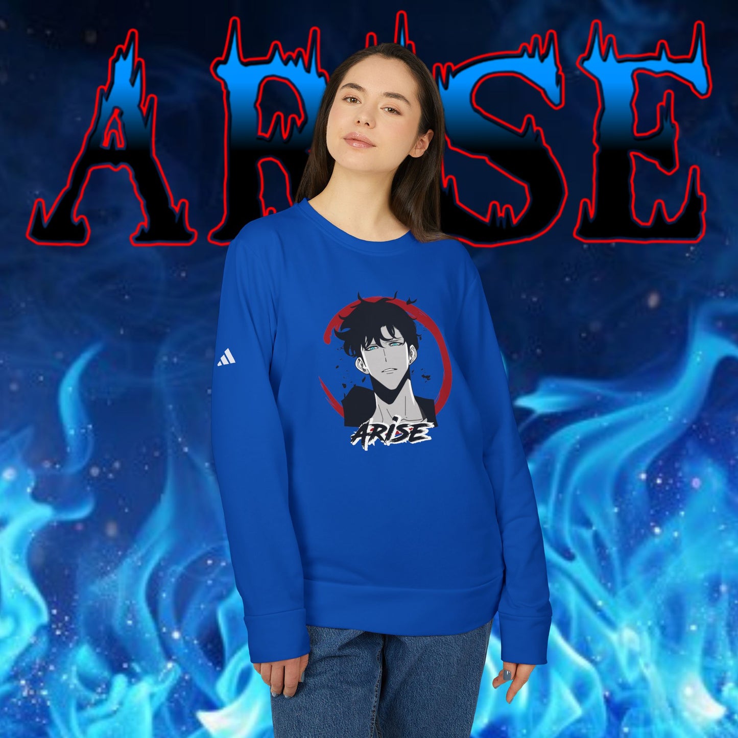 OMNI™ Solo Leveling Sung Jin-Woo Arise III Adidas Unisex Fleece Crewneck Sweatshirt