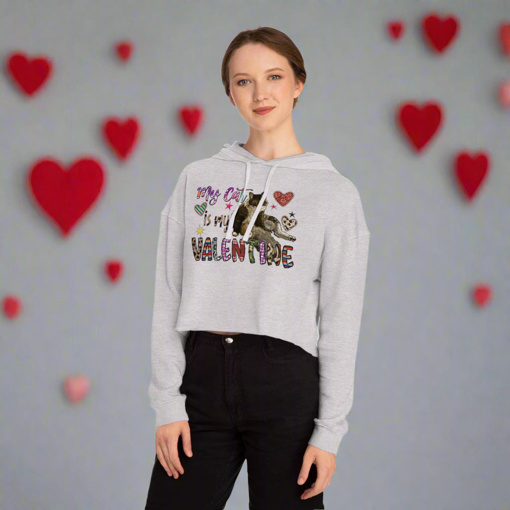 OMNI™ My Cat Is My Valentine Women’s Cropped Hoodie