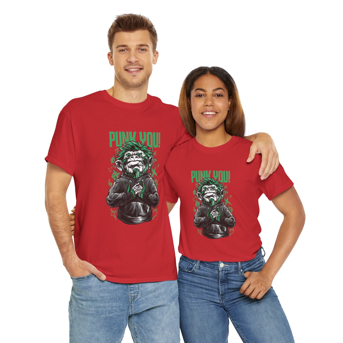 Punk Hipster Monkey Unisex Heavy Cotton T-Shirt