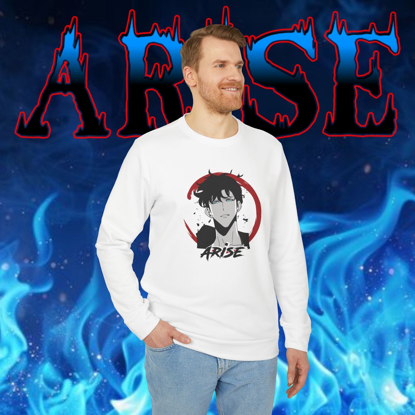 OMNI™ Solo Leveling Sung Jin-Woo Arise III Adidas Unisex Fleece Crewneck Sweatshirt
